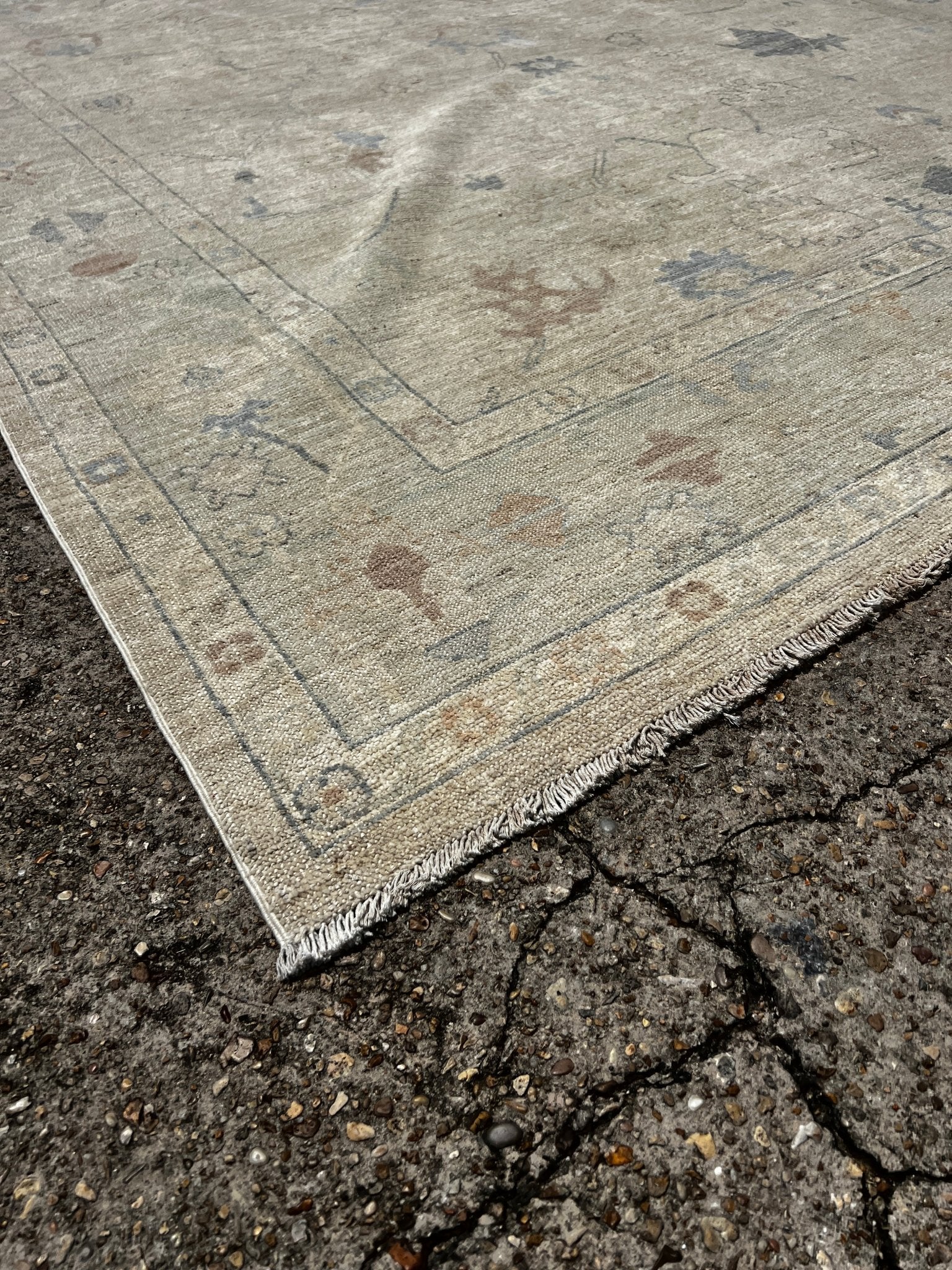 Tatiana Ada 8x9.5 Whitewashed Beige & Grey Afghani Oushak | Banana Manor Rug Factory Outlet