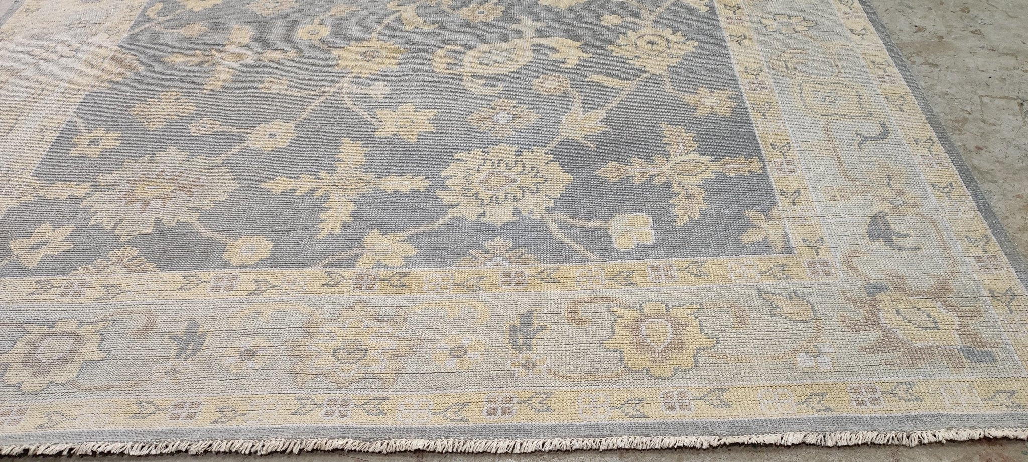 Tatyana Miron Grey and Light Grey Hand-Knotted Oushak Rug 8x10 | Banana Manor Rug Company