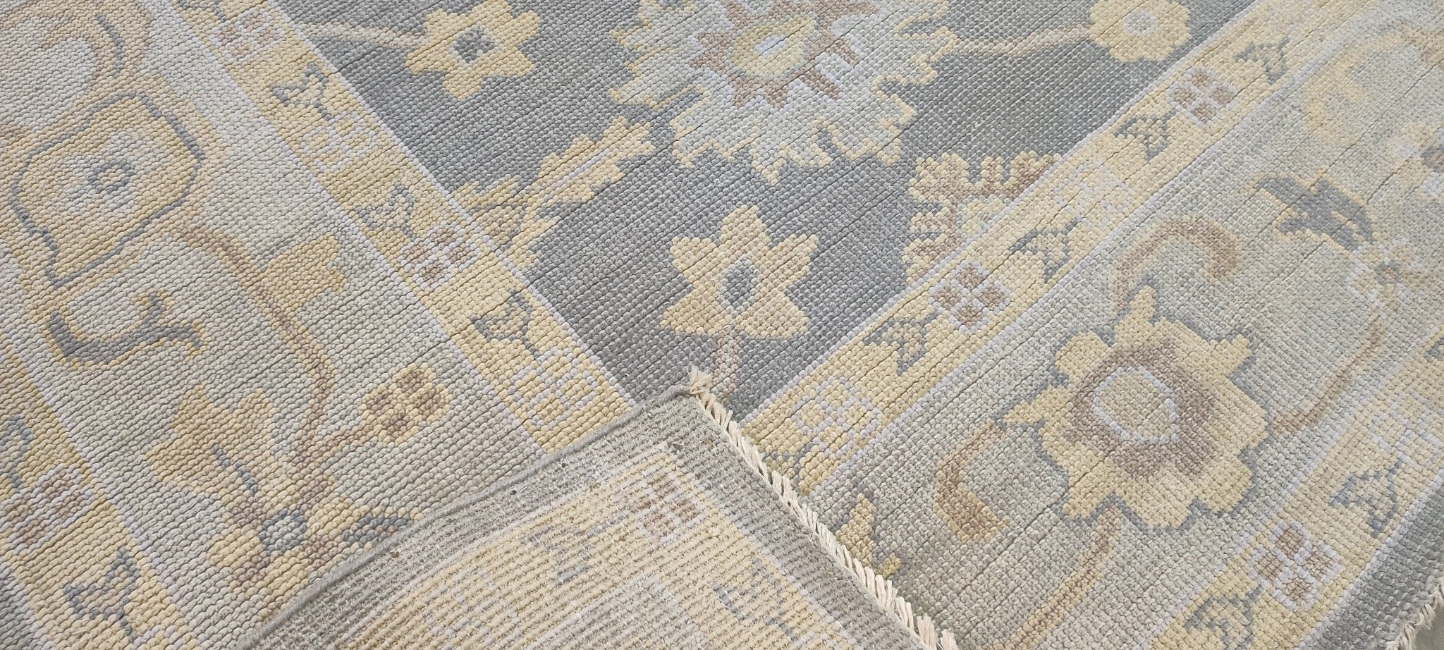 Tatyana Miron Grey and Light Grey Hand-Knotted Oushak Rug 8x10 | Banana Manor Rug Company