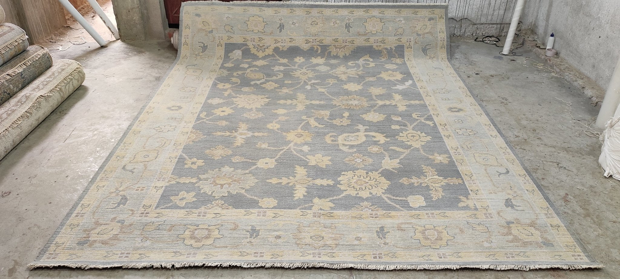 Tatyana Miron Grey and Light Grey Hand-Knotted Oushak Rug 8x10 | Banana Manor Rug Company