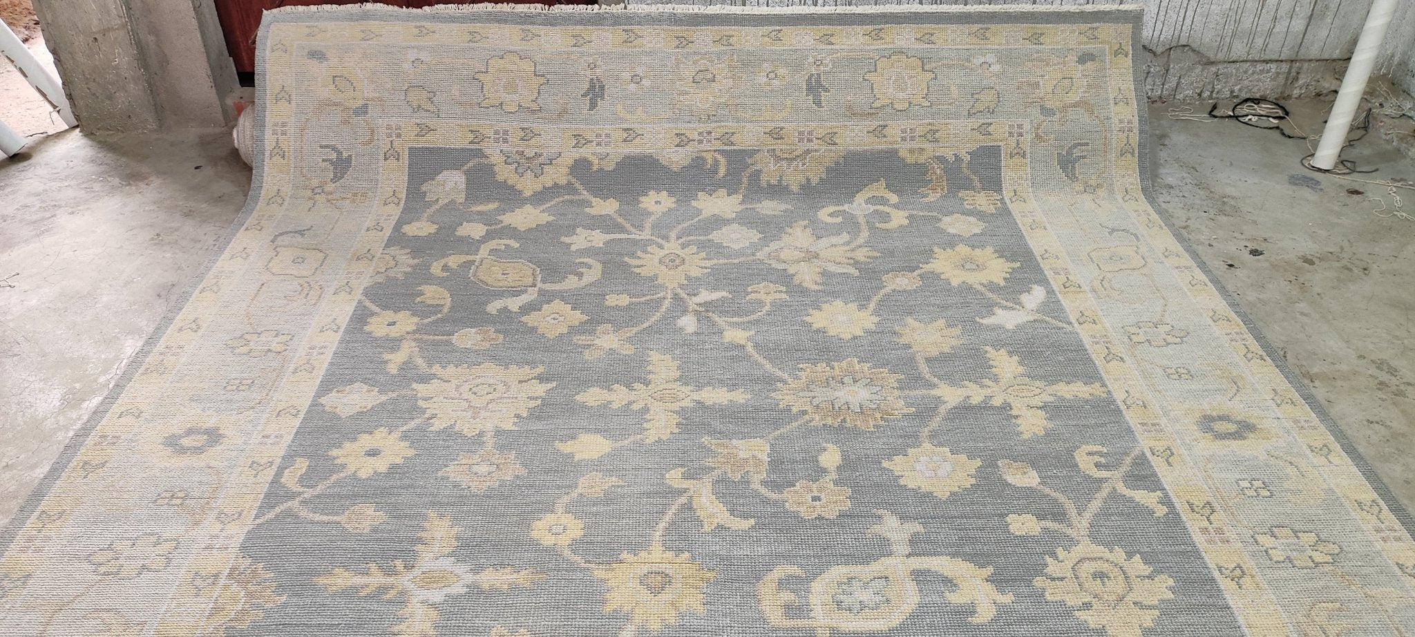 Tatyana Miron Grey and Light Grey Hand-Knotted Oushak Rug 8x10 | Banana Manor Rug Company