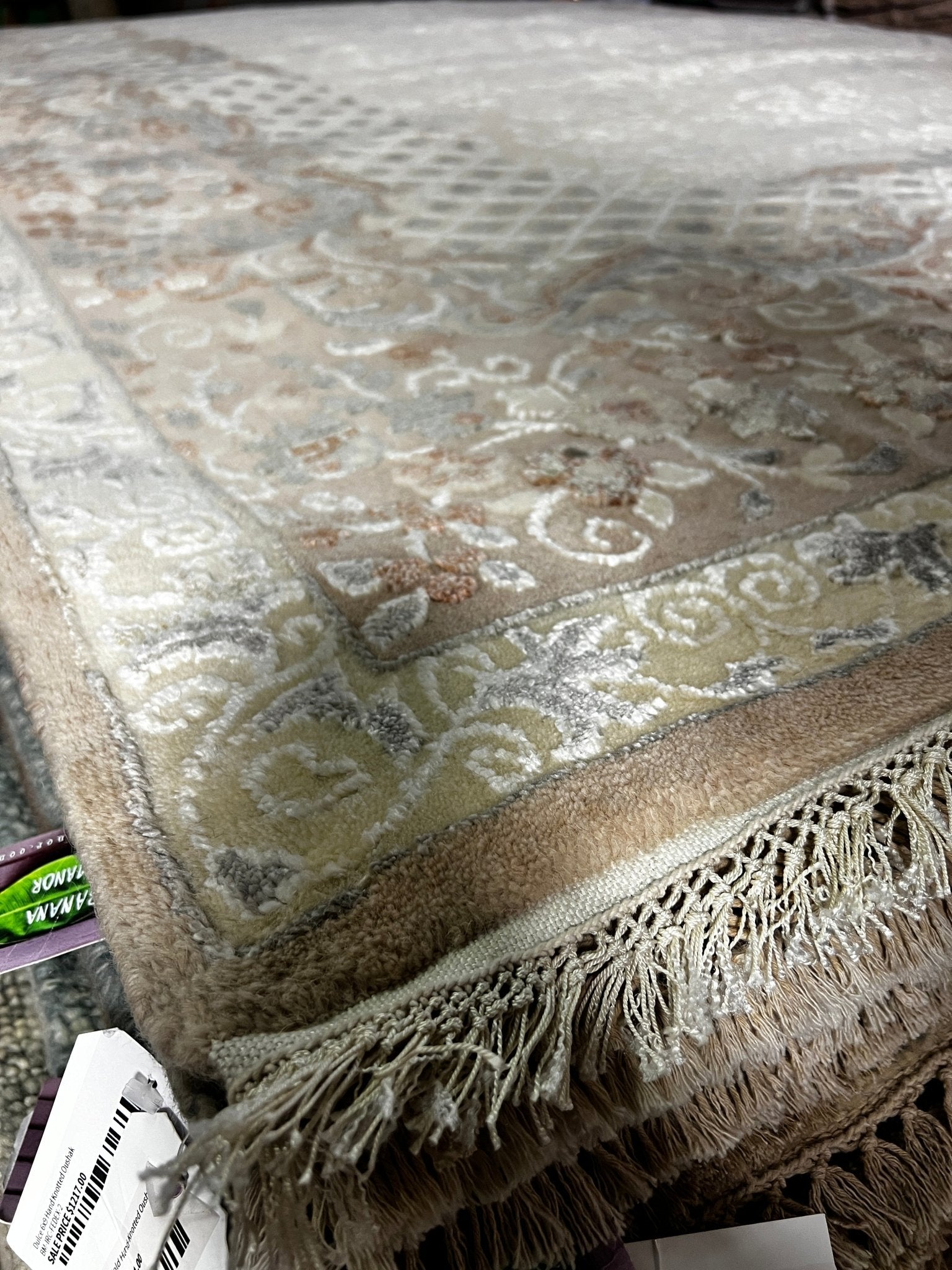 Ted 6.6x10.3 Hand-Knotted Ivory & Beige Embossed | Banana Manor Rug Factory Outlet
