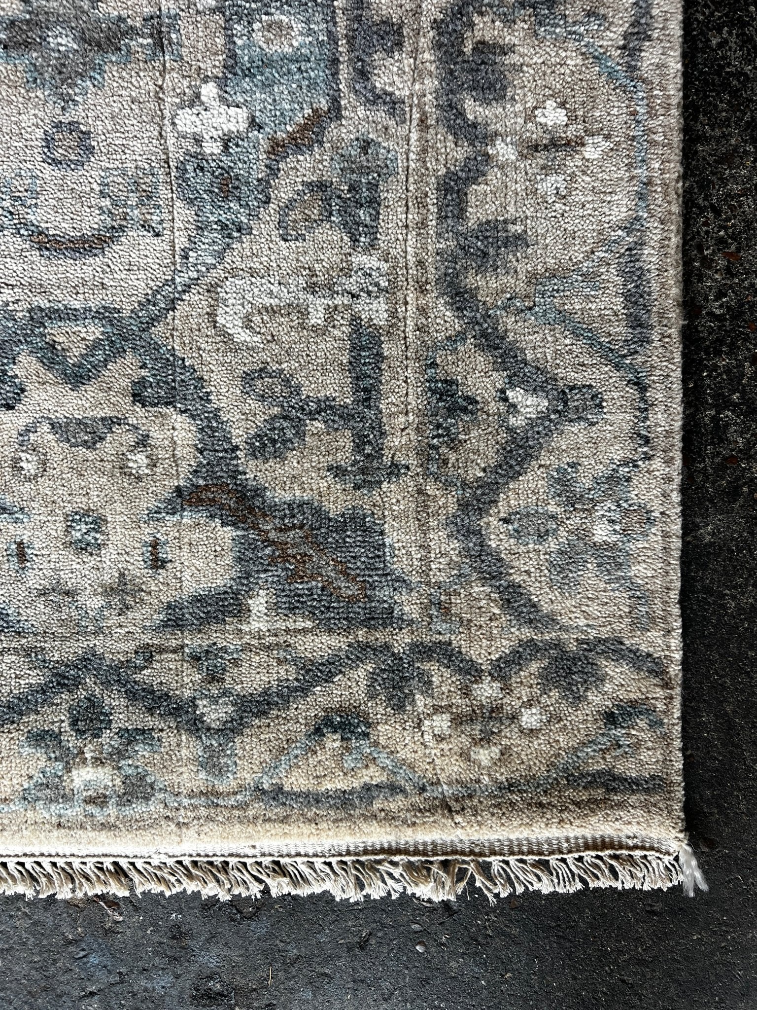 Tempest Storm 2.6x10 Tan and Grey Hand-Knotted Oushak Runner | Banana Manor Rug Factory Outlet