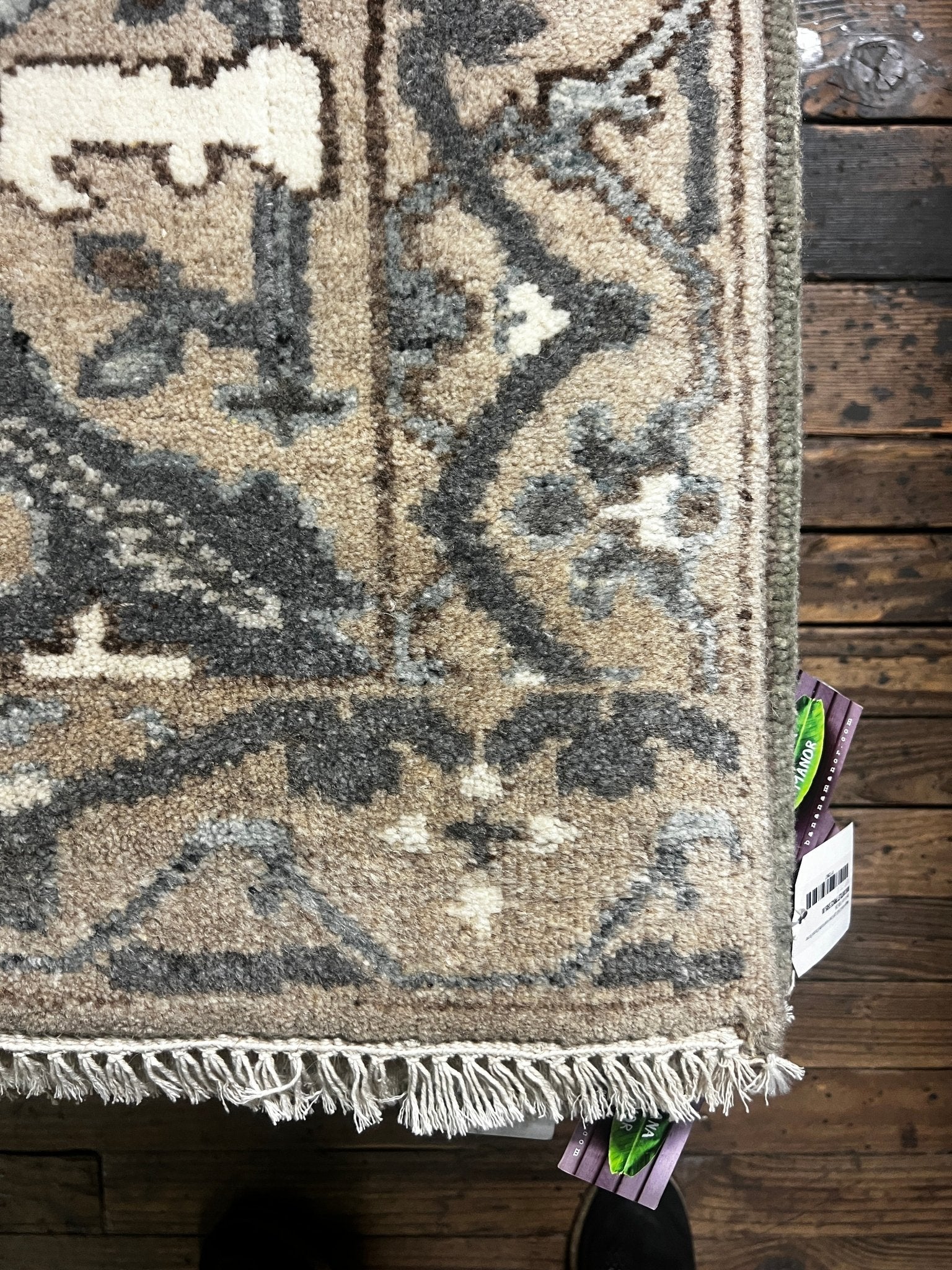 Tempest Storm 2.6x10 Tan and Grey Hand-Knotted Oushak Runner | Banana Manor Rug Factory Outlet