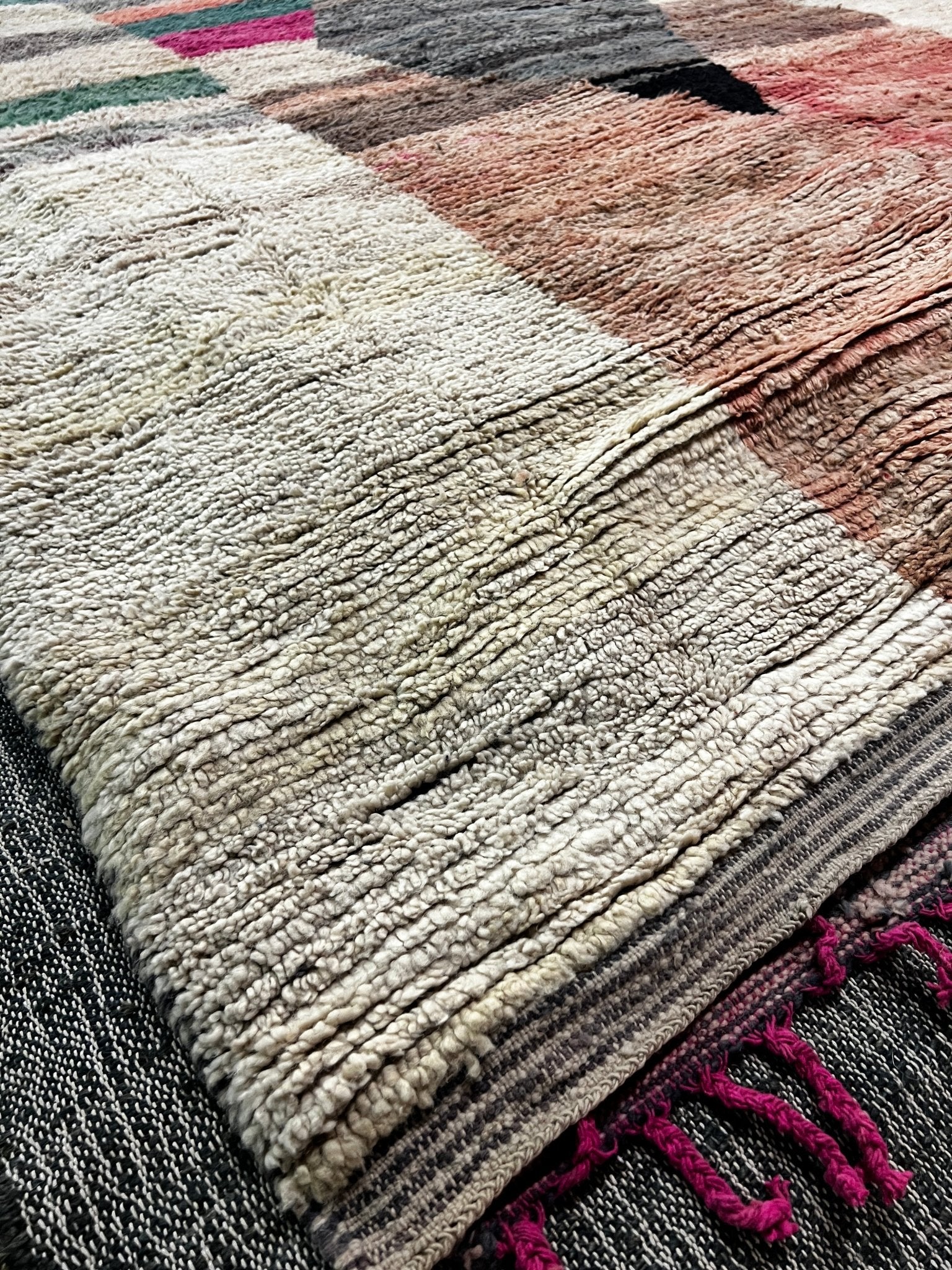 Tequila Sunset 8.2x11.5 White and Brown Multi-Colored Moroccan Boujaad Rug | Banana Manor Rug Company