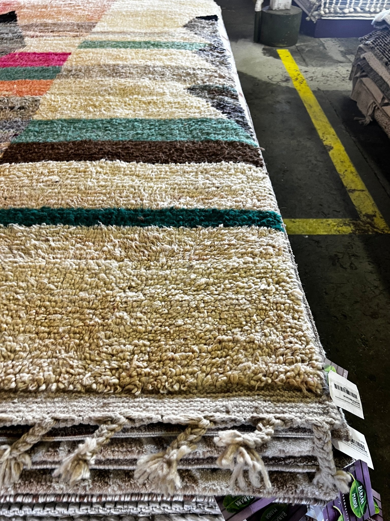 Tequila Sunset 8.2x11.5 White and Brown Multi-Colored Moroccan Boujaad Rug | Banana Manor Rug Factory Outlet