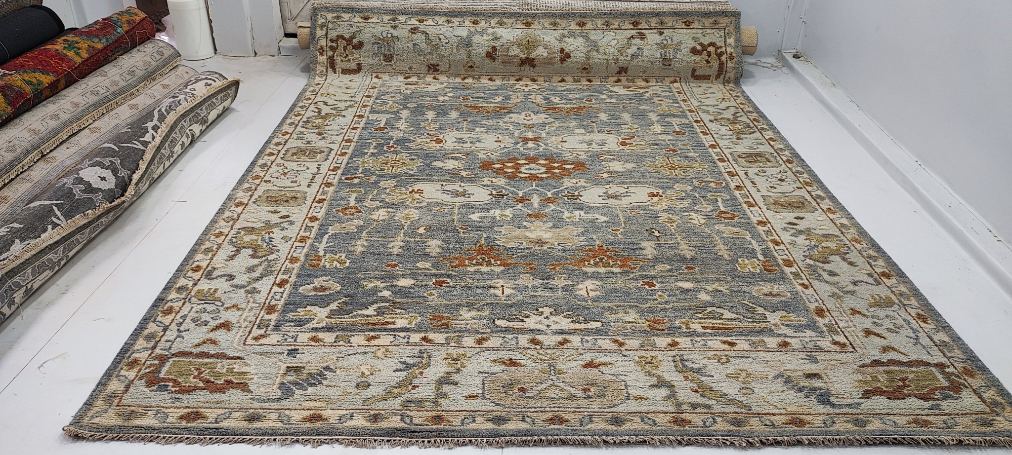 Teri Austin 9x11.9 Hand-Knotted Grey & Tan Oushak | Banana Manor Rug Factory Outlet