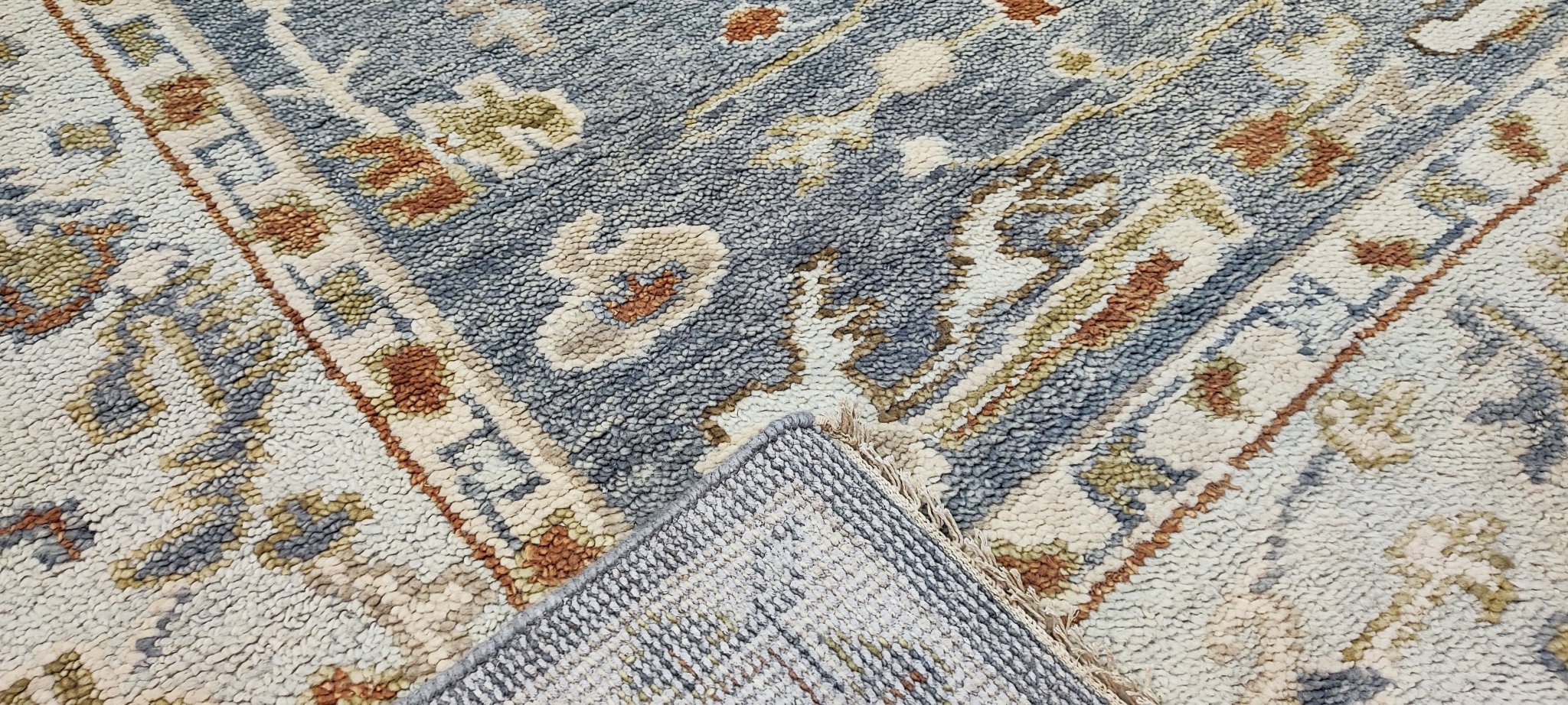 Teri Austin 9x11.9 Hand-Knotted Grey & Tan Oushak | Banana Manor Rug Factory Outlet