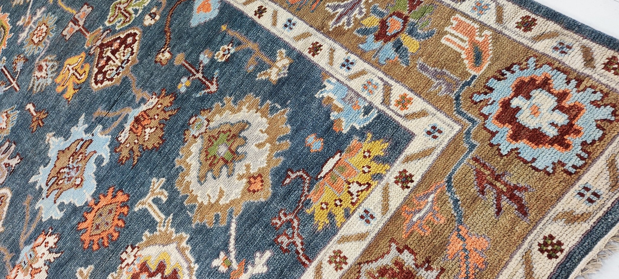 Terrie 8x10 Hand-Knotted Blue & Brown Oushak | Banana Manor Rug Factory Outlet