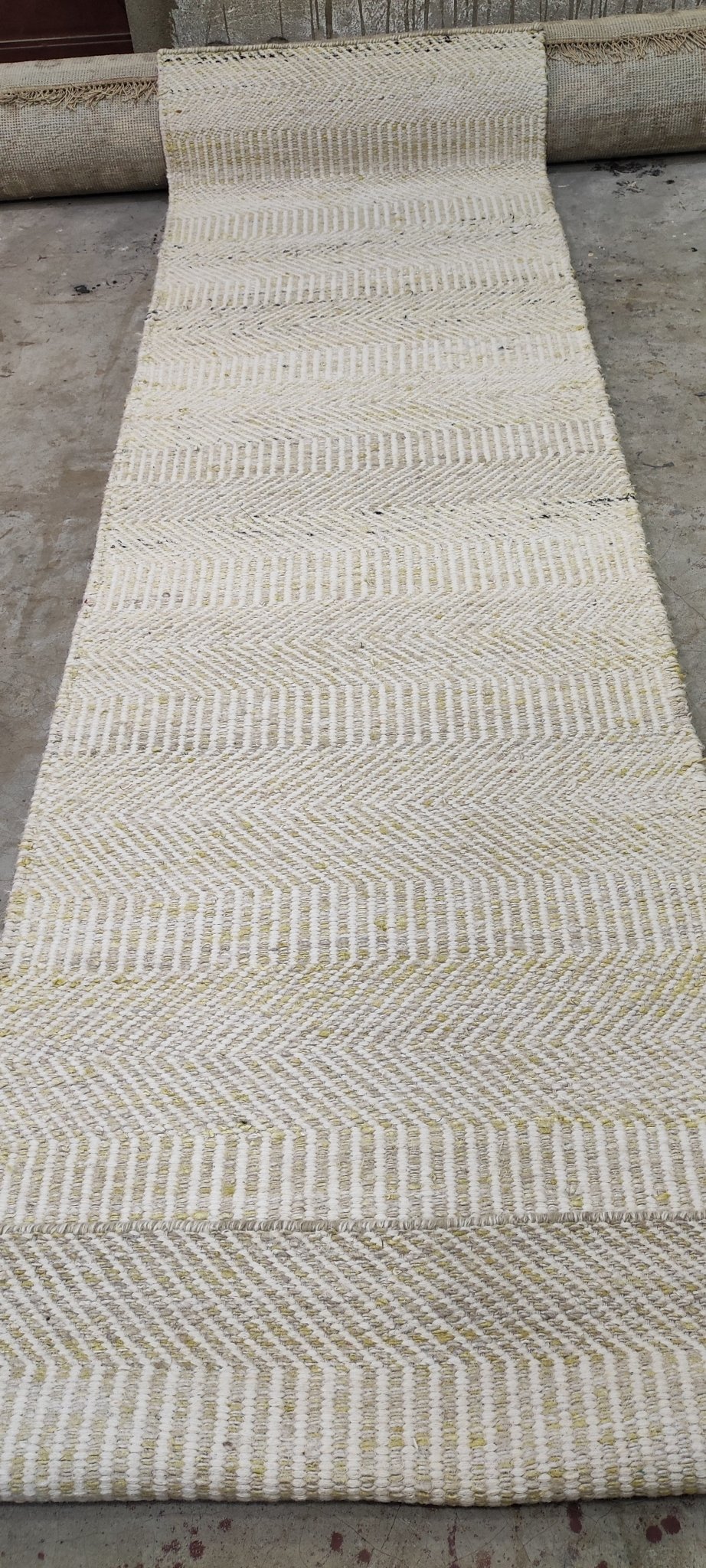 The Bone 2.6x9.6 Ivory Handwoven Durrie Runner | Banana Manor Rug Company