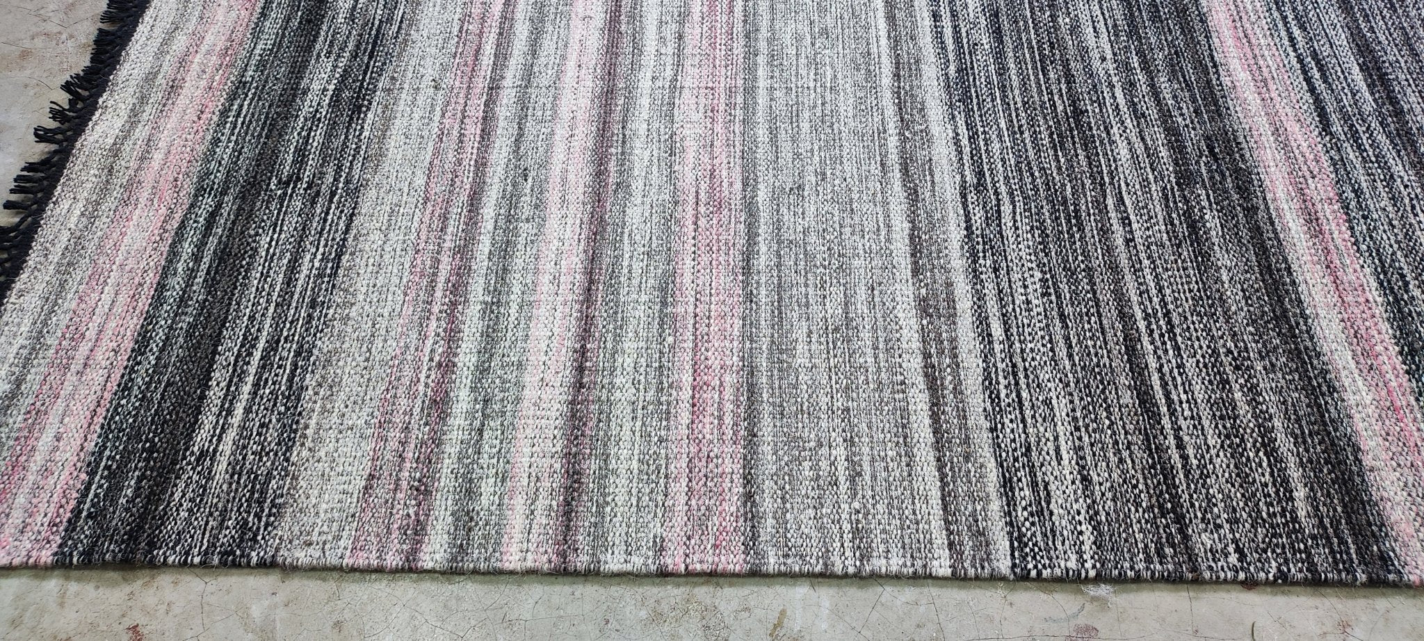 The John 5x8 Handwoven Grey Mix Stripe | Banana Manor Rug Factory Outlet