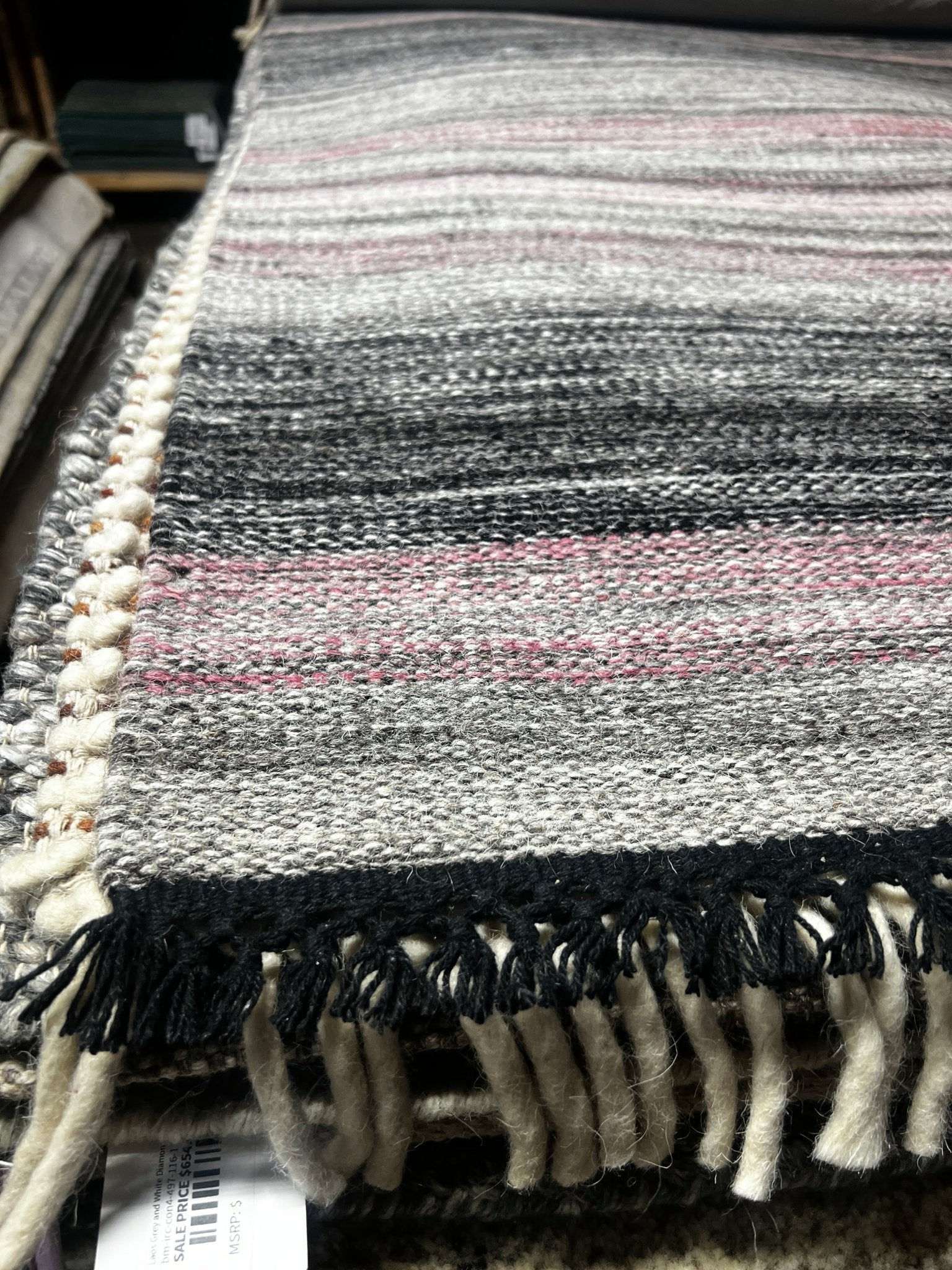 The John 5x8 Handwoven Grey Mix Stripe | Banana Manor Rug Factory Outlet