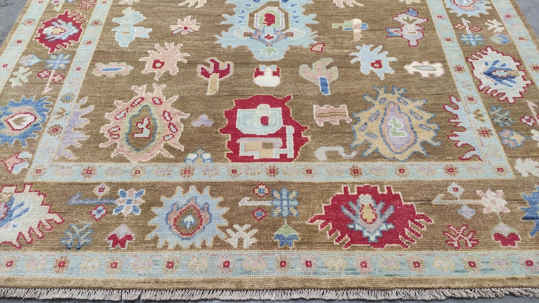 Tiana 8x10 Gold Hand-Knotted Oushak Rug | Banana Manor Rug Company