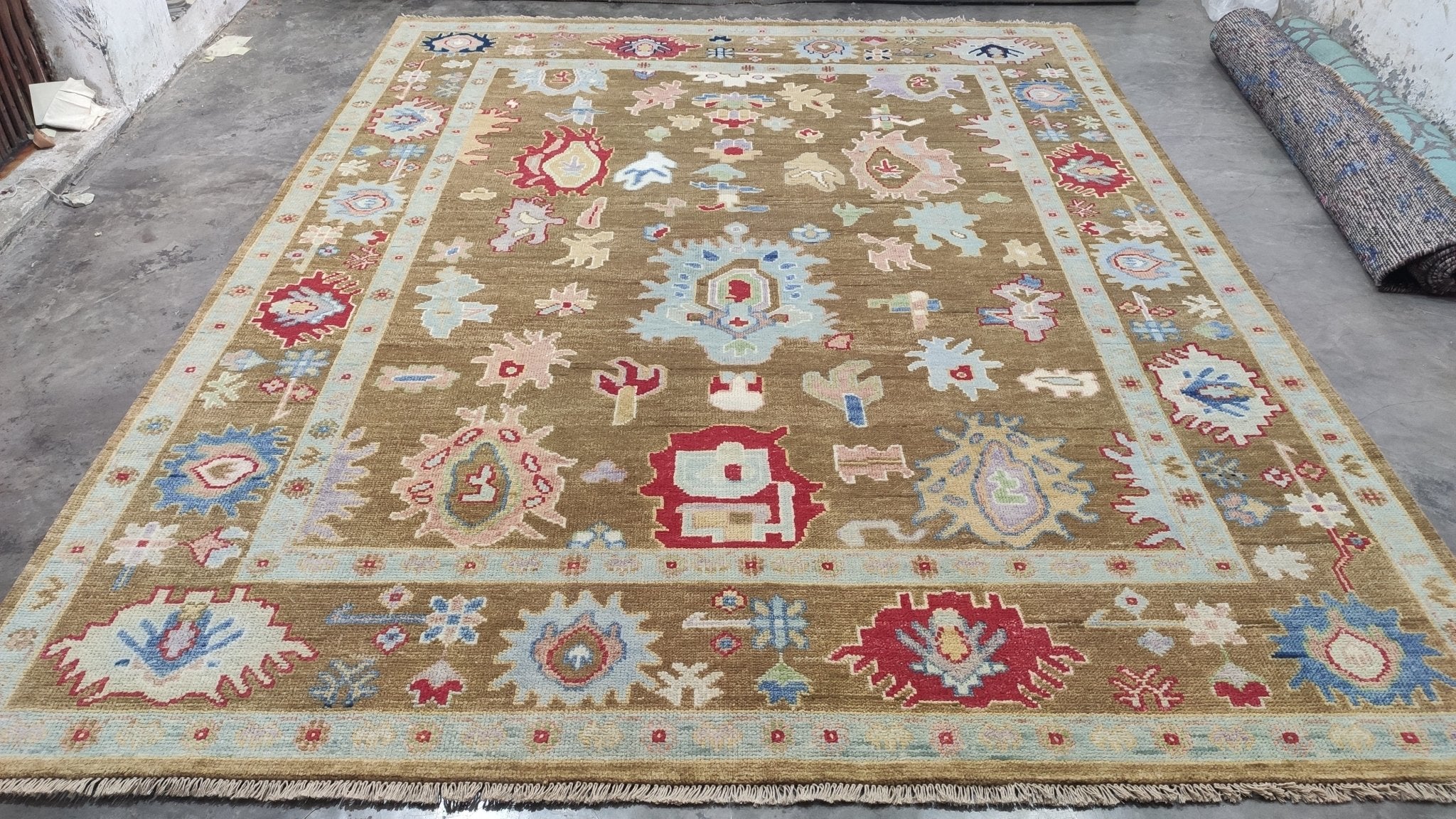 Tiana 8x10 Gold Hand-Knotted Oushak Rug | Banana Manor Rug Company