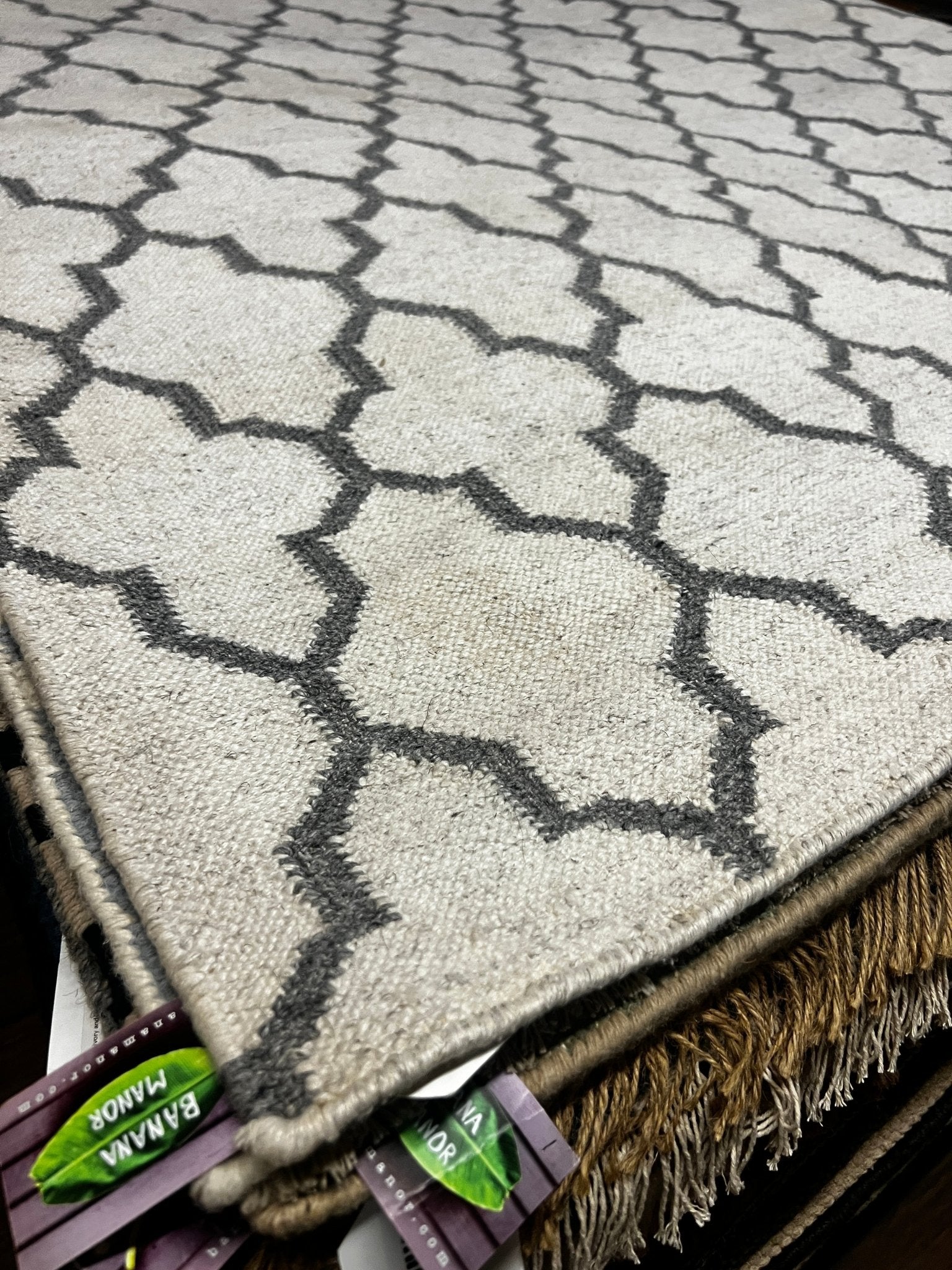 Tilly Ivory and Grey Handwoven Jali Rug (Multiple Sizes) | Banana Manor Rug Company