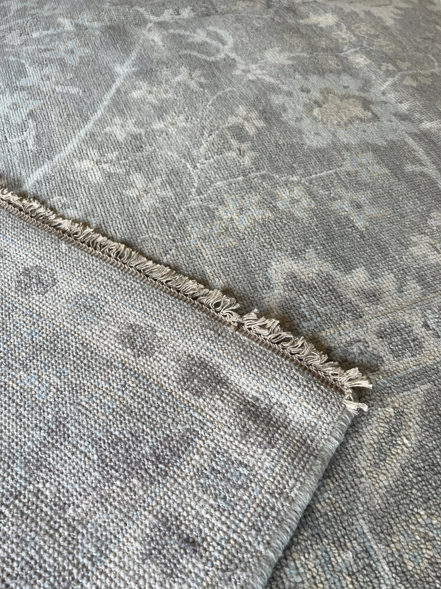 Tipper Beige and Grey Hand-Knotted Oushak Rug | Banana Manor Rug Company