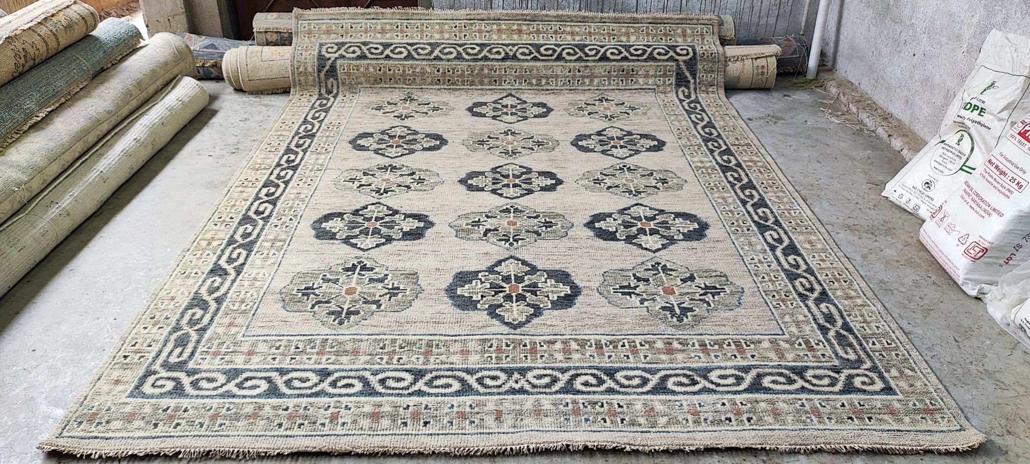 Tisa 8x10.3 Hand-Knotted Tan & Grey Oushak | Banana Manor Rug Factory Outlet