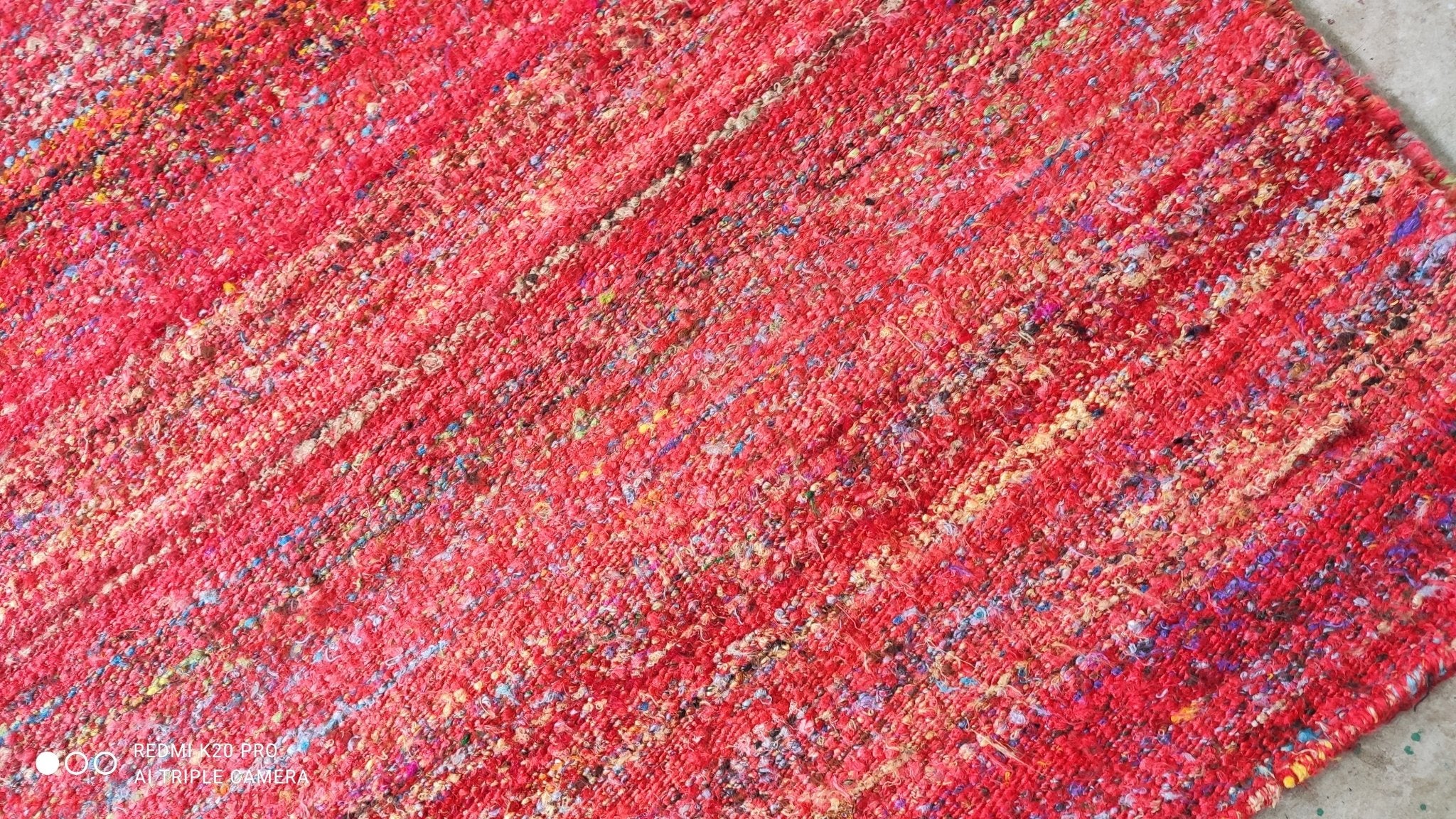Todd Parker 5.9x7.6 Red Handwoven Sari Silk Durrie Rug | Banana Manor Rug Company