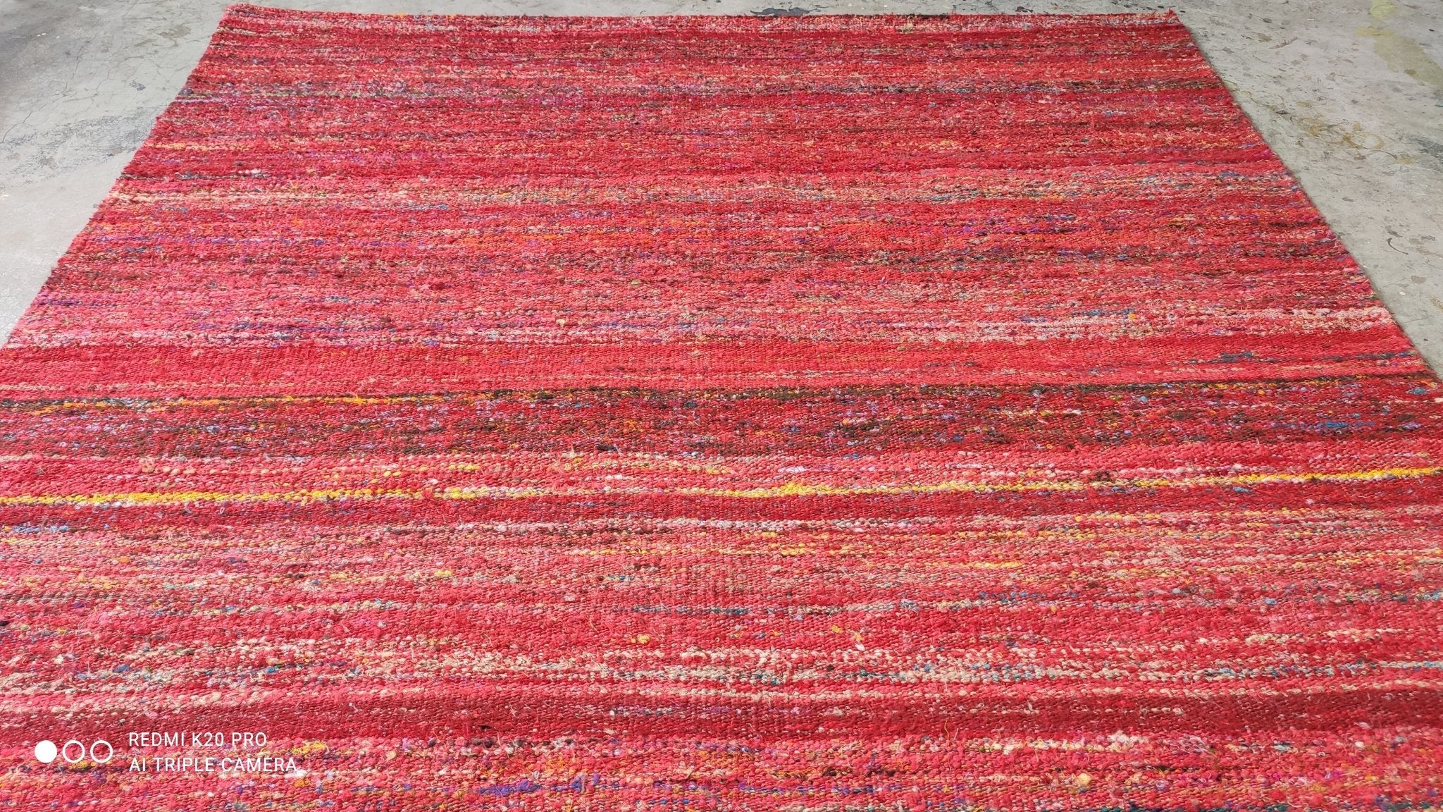 Todd Parker 5.9x7.6 Red Handwoven Sari Silk Durrie Rug | Banana Manor Rug Company