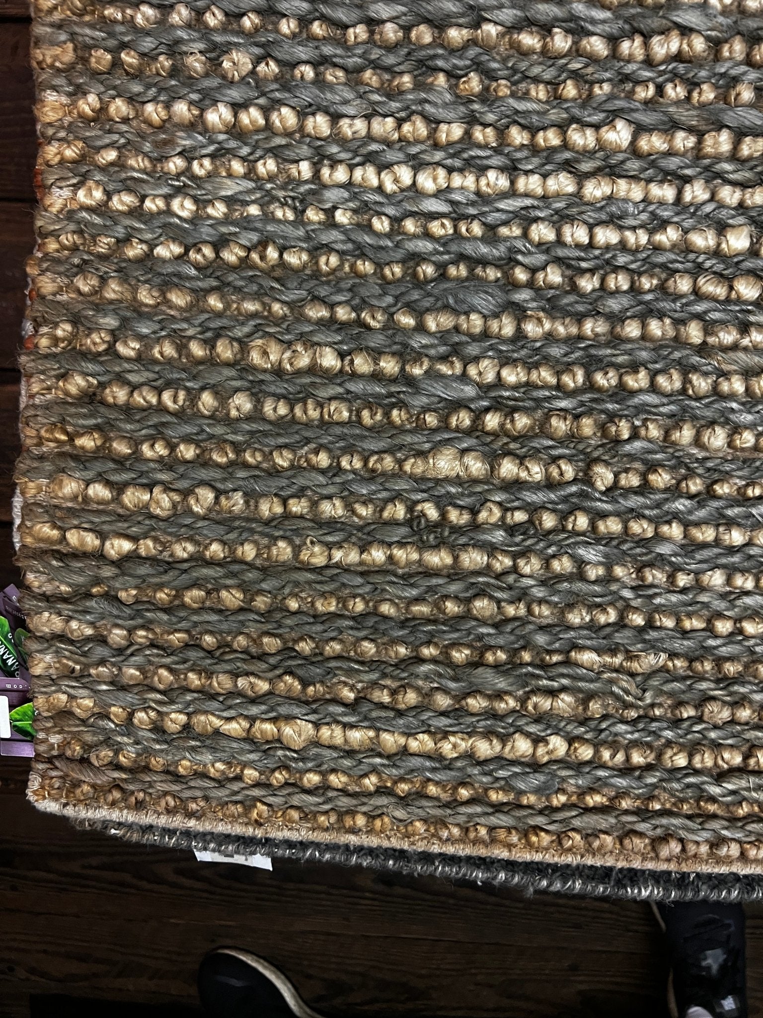 Tom Tuttle from Tacoma 5x8 Handwoven Natural and Grey Striped Jute Rug | Banana Manor Rug Factory Outlet