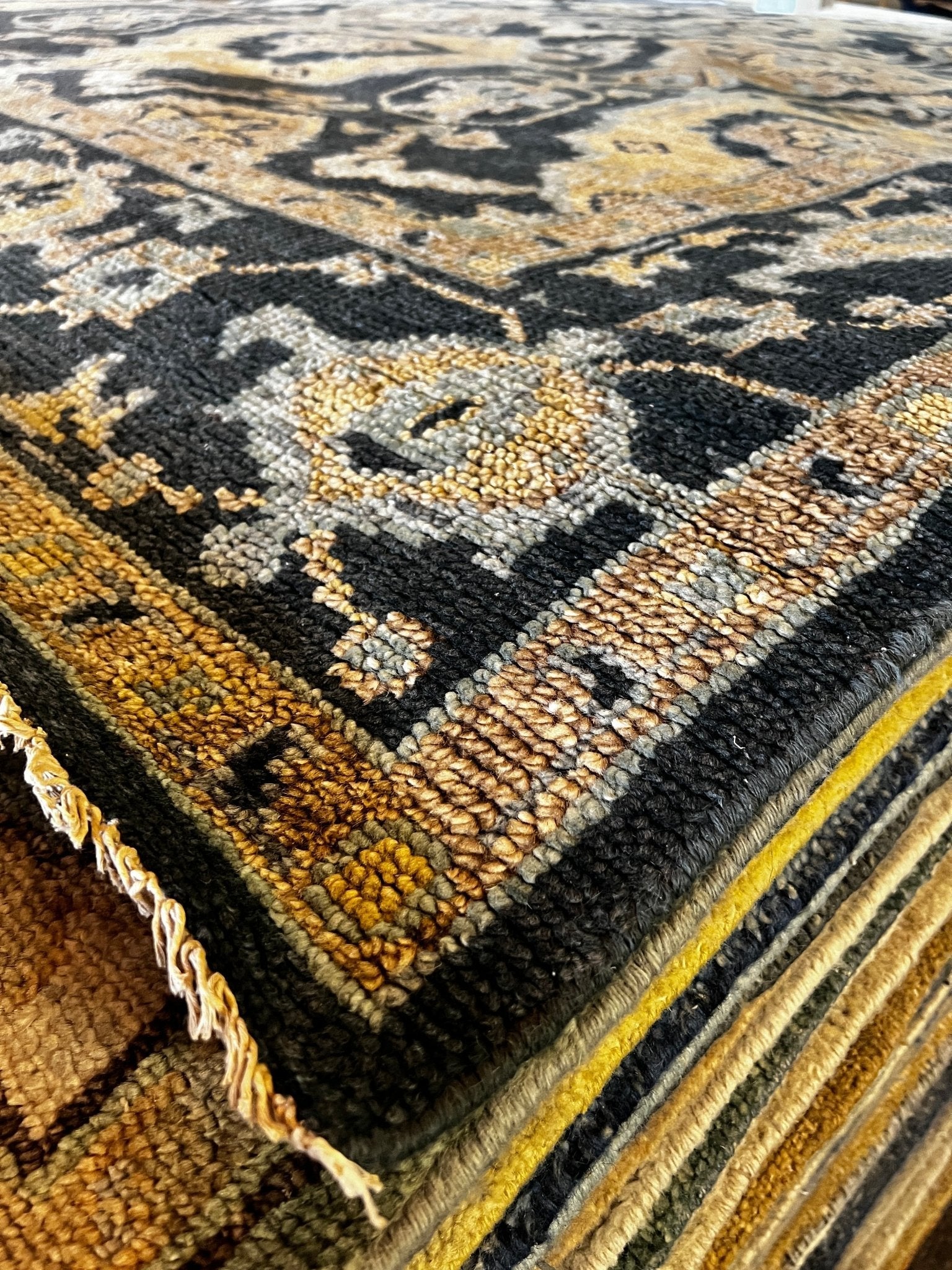 Tonya Crochet Dark Grey and Grey Hand-Knotted Oushak Rug 8x10 | Banana Manor Rug Factory Outlet