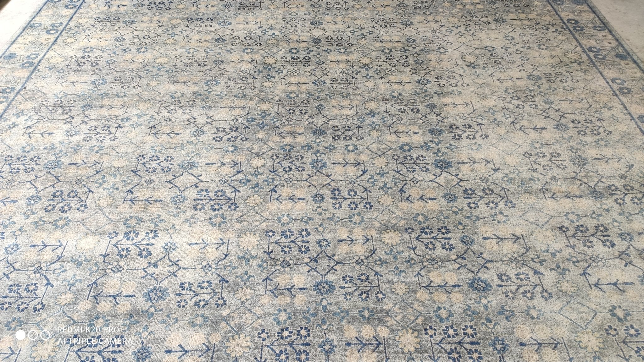 Tootie 10.10x13.9 Hand-Knotted Blue and Light Blue Oushak Rug | Banana Manor Rug Company
