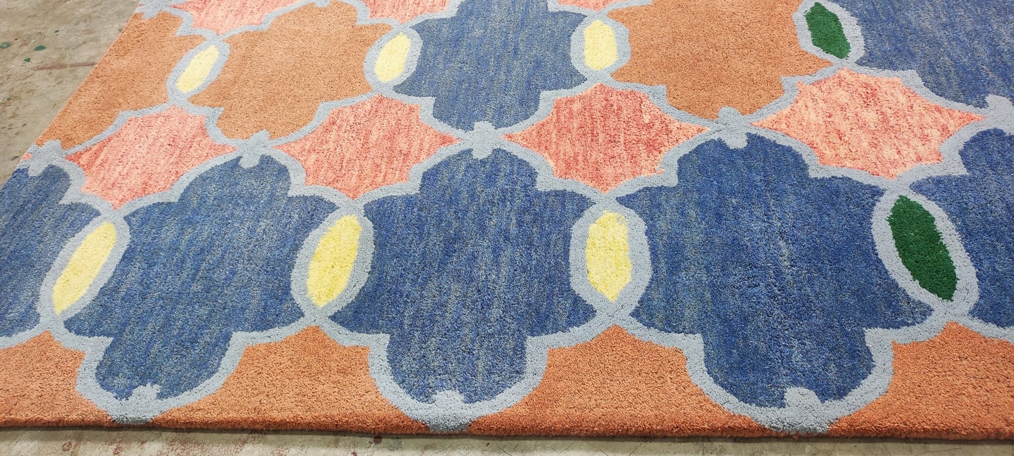 Tracey's 5x8 Hand-Tufted Blue & Rust Modern | Banana Manor Rug Factory Outlet