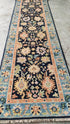 Tranquilio 2.6x 10 Light Blue and Dark Blue Hand-Knotted Oushak Runner | Banana Manor Rug Company