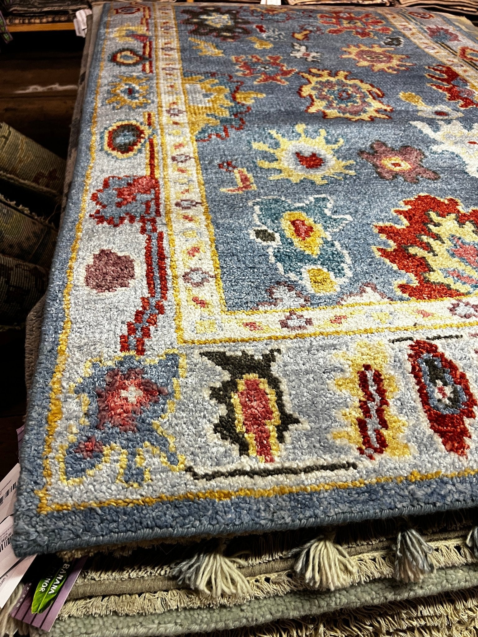 Tulip 4x6 Blue Oushak | Banana Manor Rug Factory Outlet