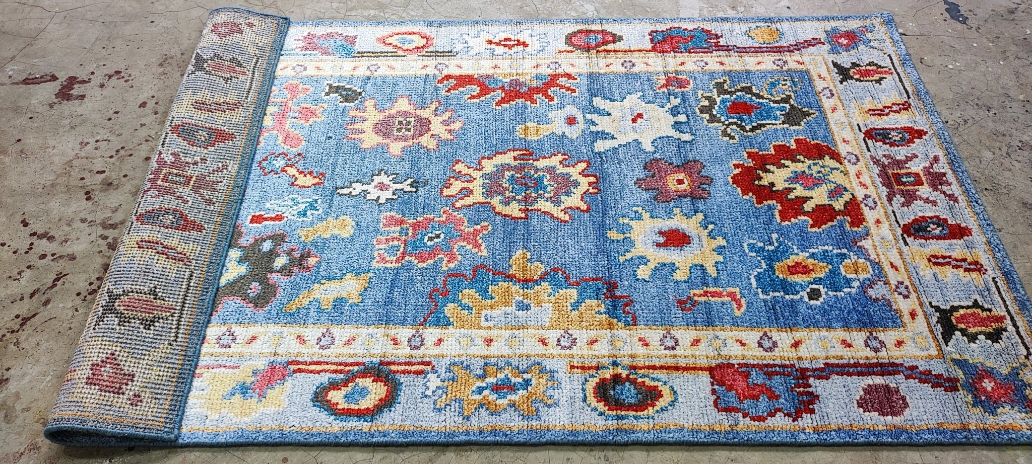 Tulip 4x6 Blue Oushak | Banana Manor Rug Factory Outlet