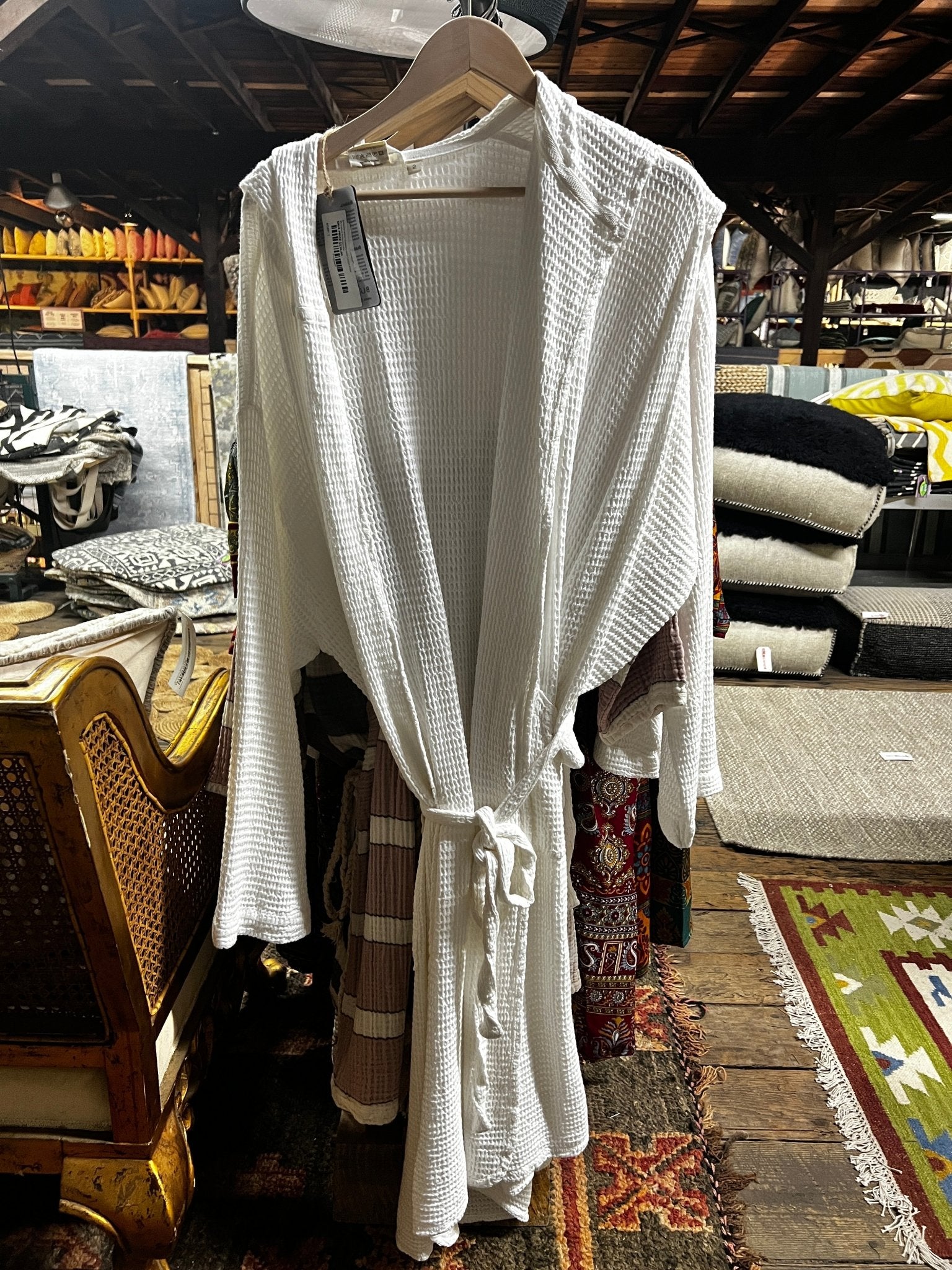 Turkish Towel Bohem Bathrobe Off White | Banana Manor Rug Company