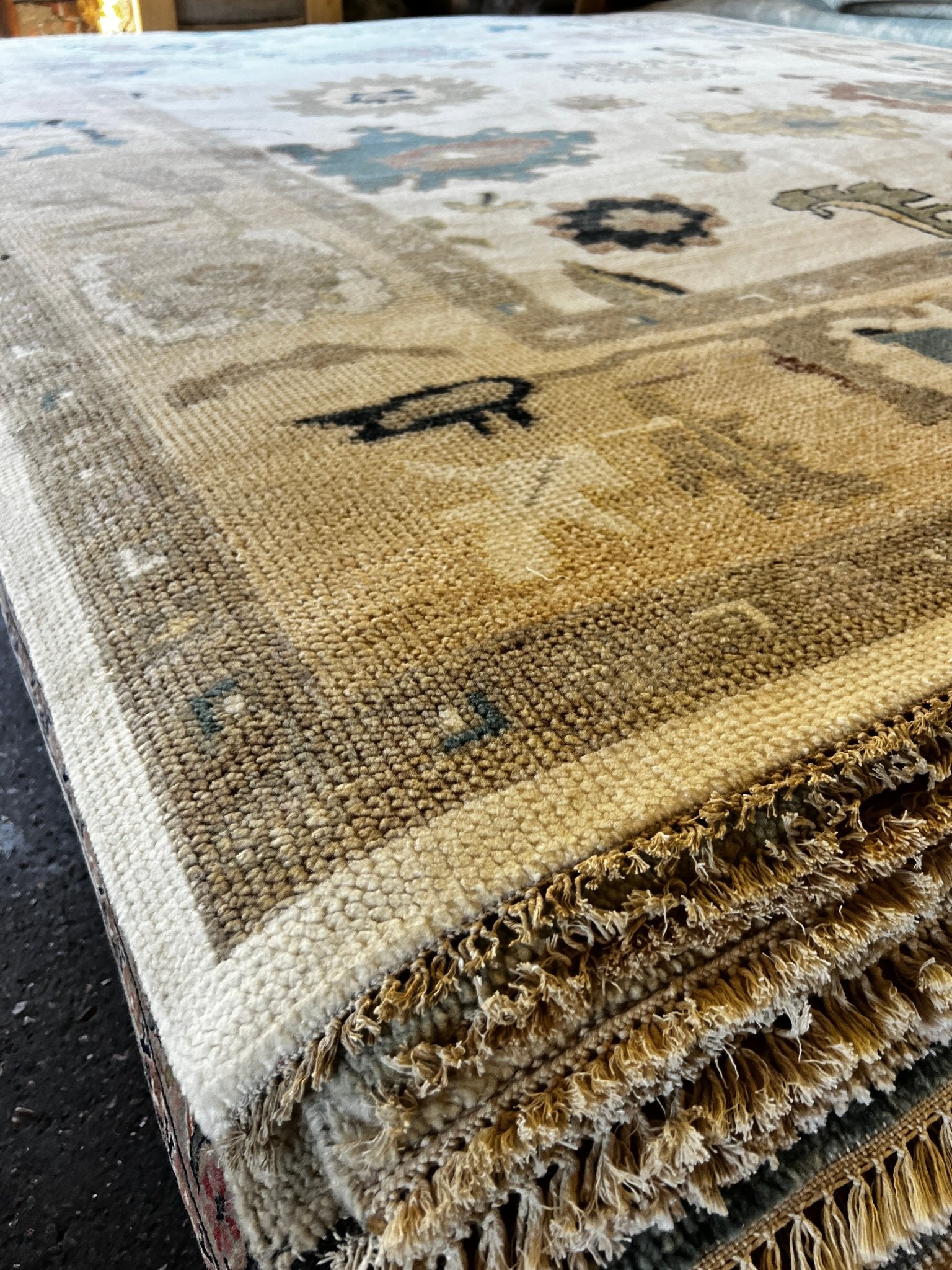 Ursula Andress 9x11.9 Hand-Knotted Ivory & Light Rust Oushak | Banana Manor Rug Factory Outlet