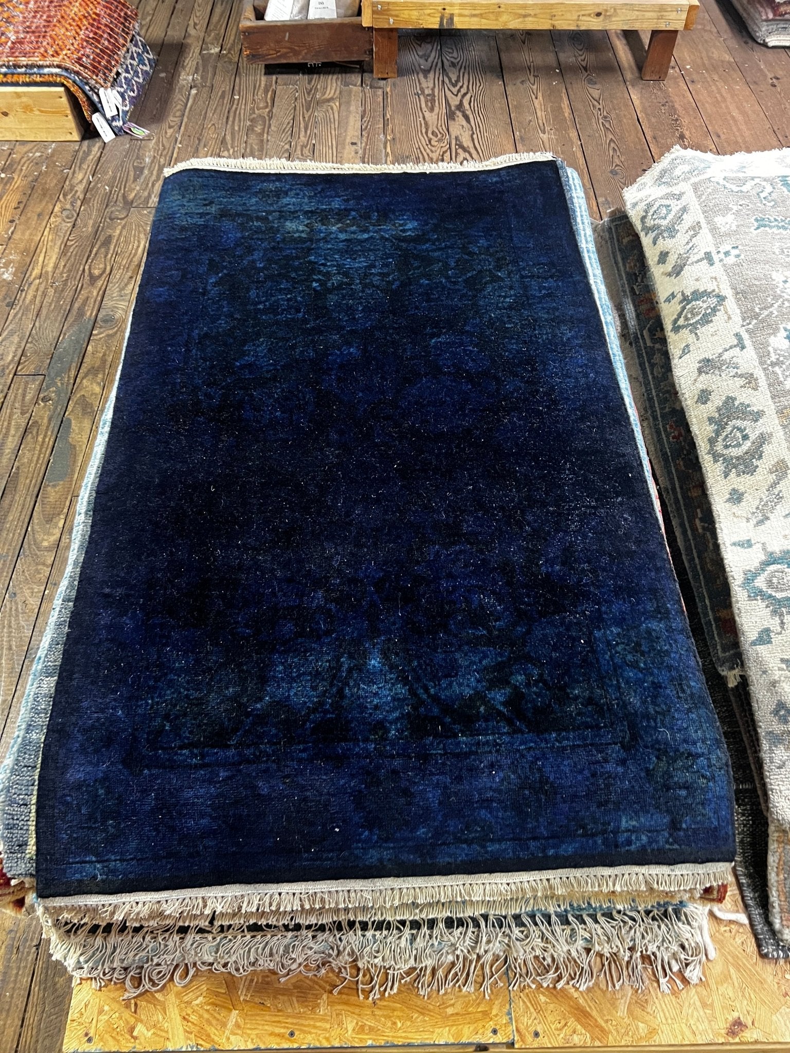 Valencia 3x5 Over Dyed Blue Kashan | Banana Manor Rug Factory Outlet