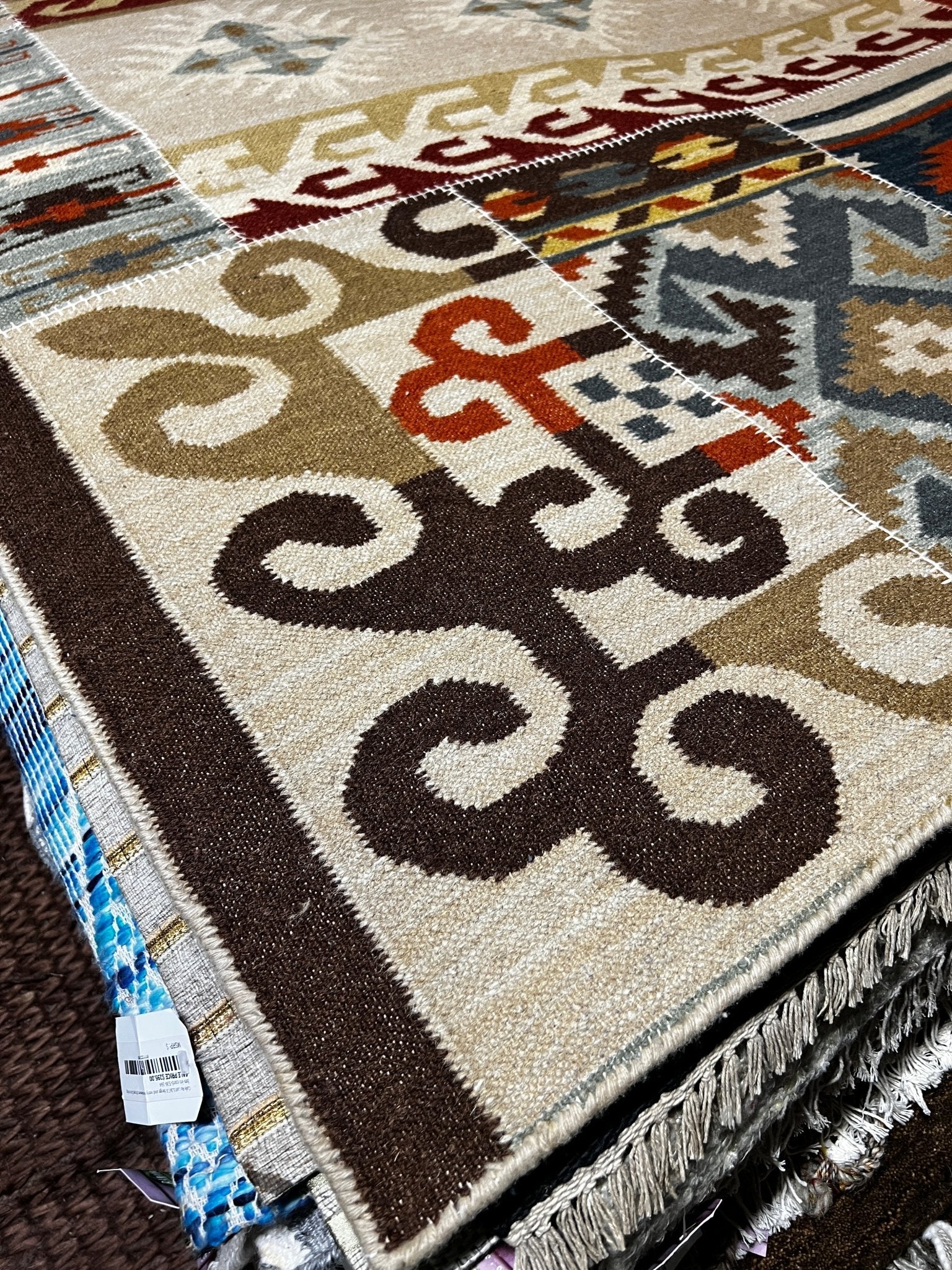 Vanessa Kesington 5x7.6 Patchwork Handwoven Durrie Rug | Banana Manor Rug Company