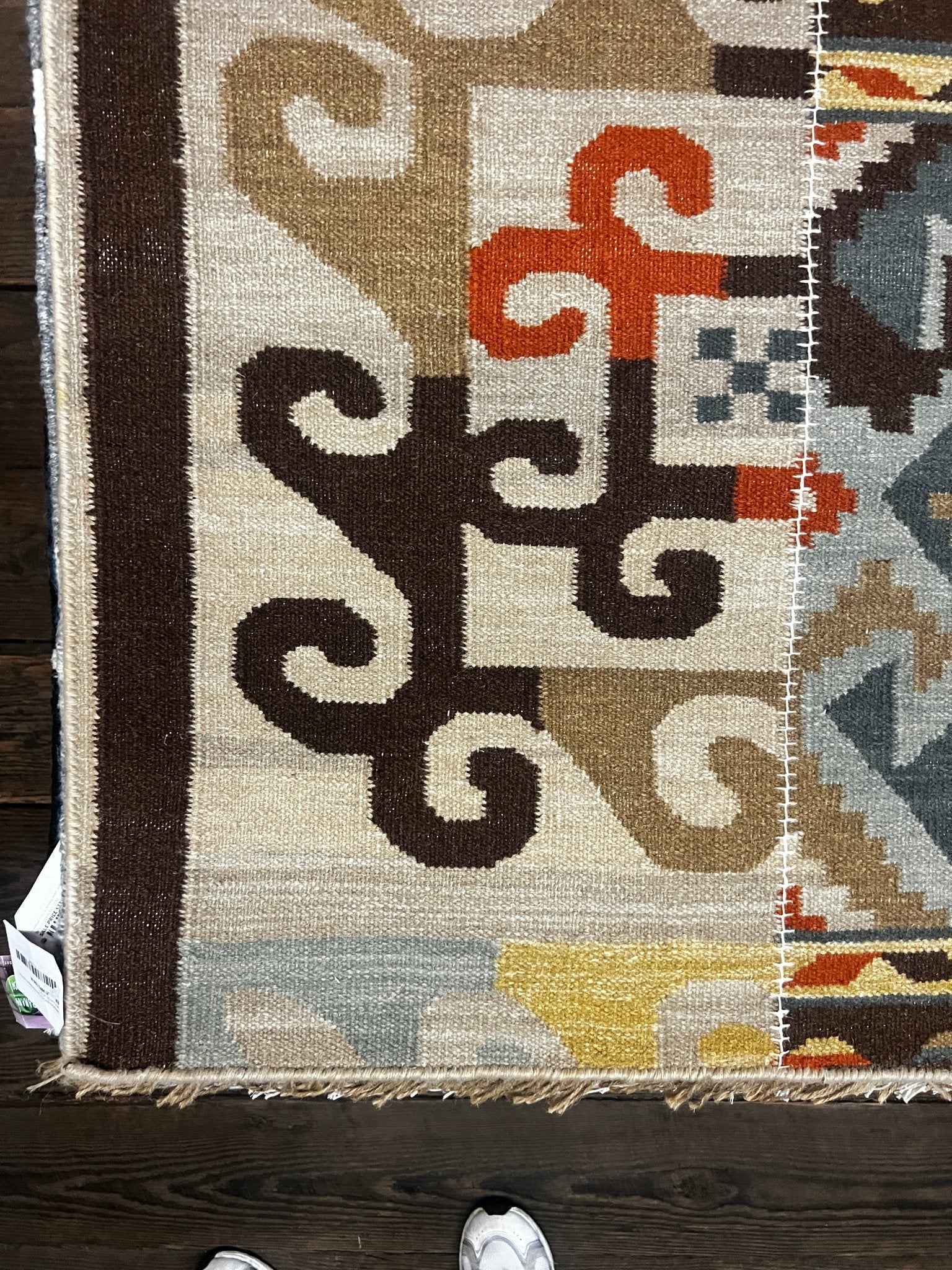 Vanessa Kesington 5x7.6 Patchwork Handwoven Durrie Rug | Banana Manor Rug Company