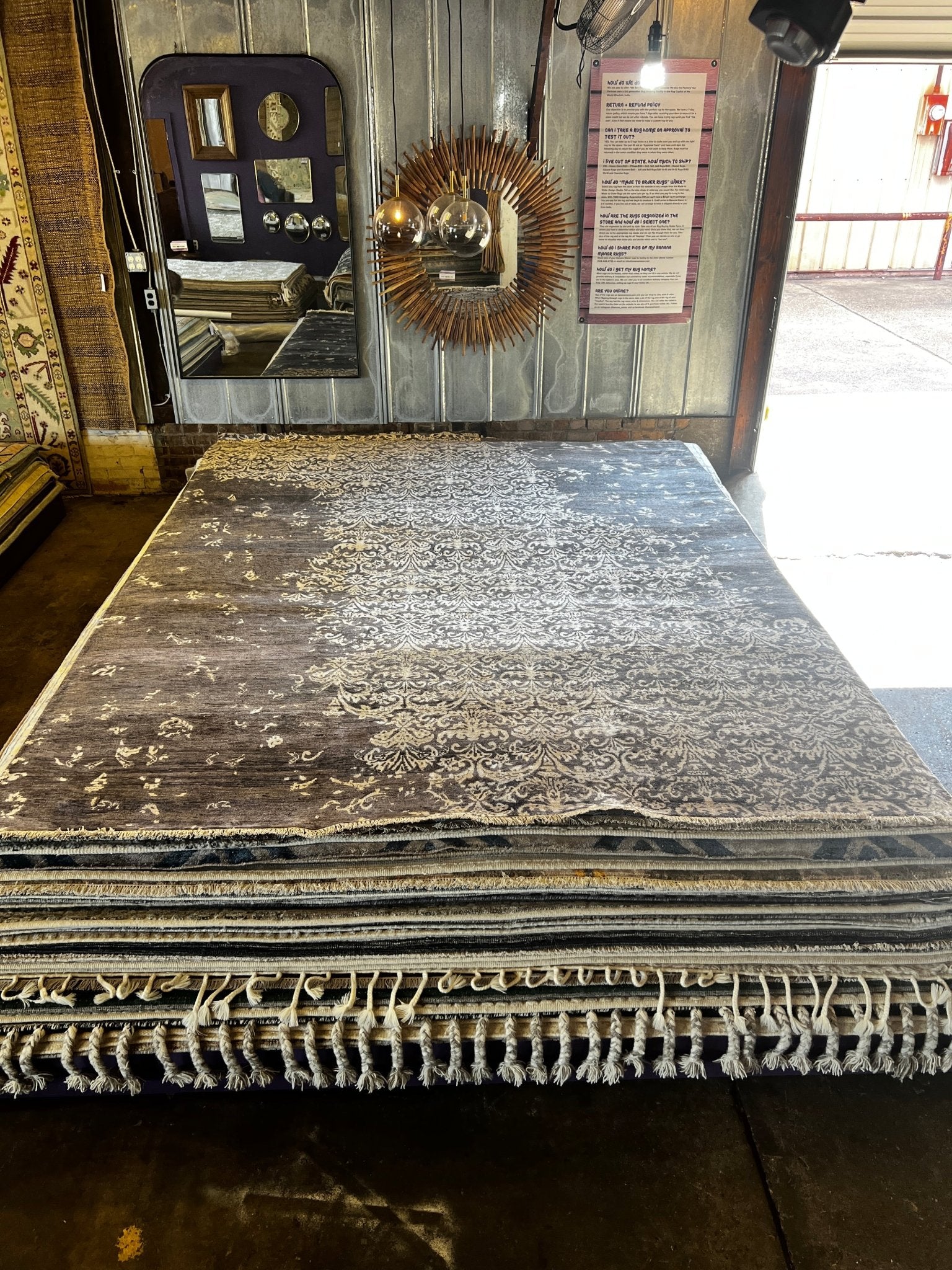 Venezia 8.9x11.9 Dark Grey & Beige Abstract Hand Knotted | Banana Manor Rug Factory Outlet