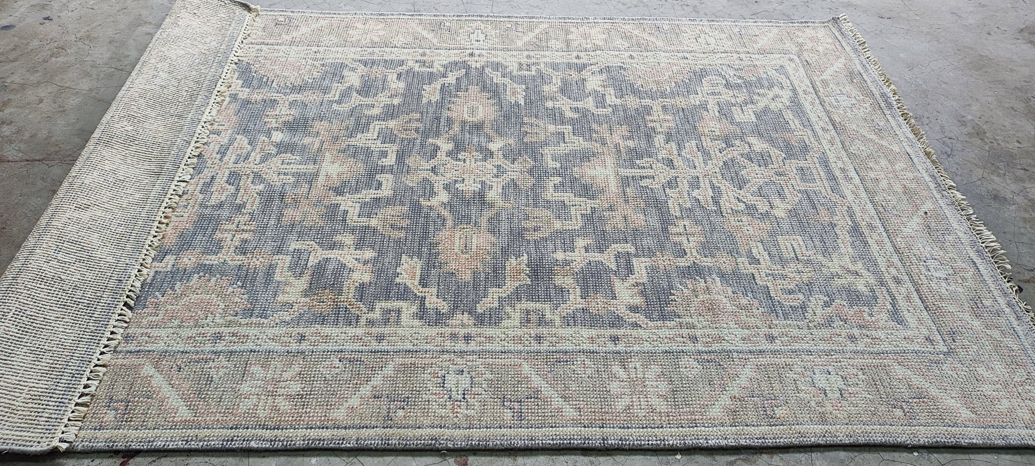 Victoria Silvstedt 4.9x7 Hand-Knotted Grey & Light Rust Turkish Oushak | Banana Manor Rug Factory Outlet