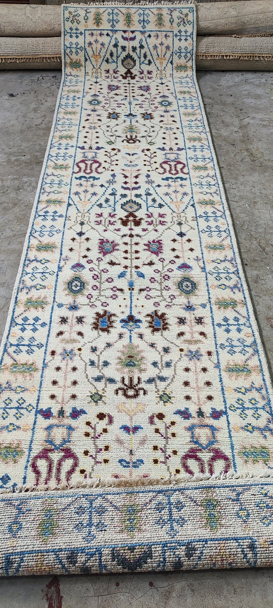 Viktoria 2.6x10 Hand Knotted Ivory Oushak | Banana Manor Rug Factory Outlet