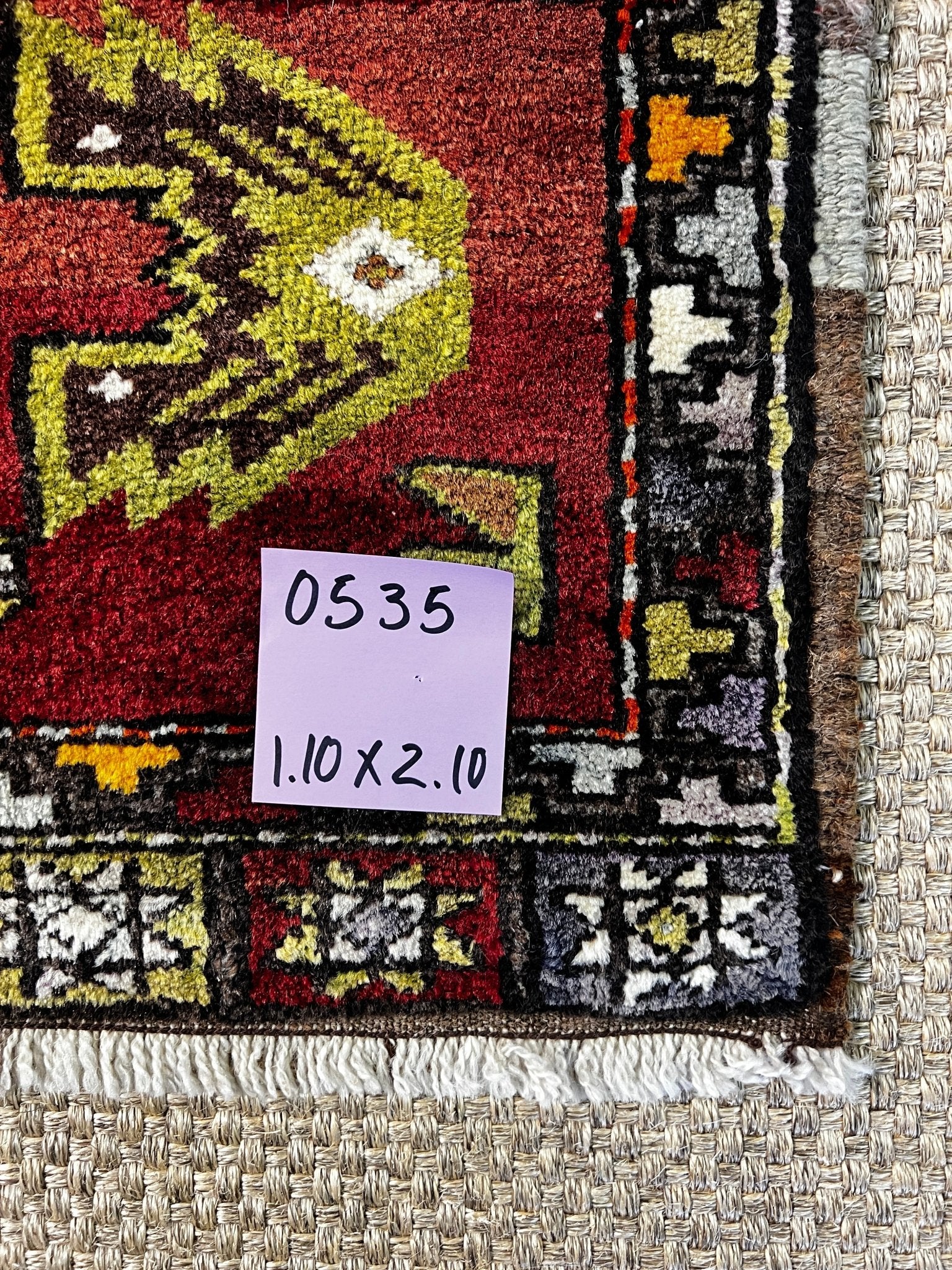 Vintage 1.10x2.10 Turkish Oushak Red and Green Small Rug | Banana Manor Rug Factory Outlet