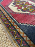 Vintage 1.10x3.2 Turkish Oushak Red and Navy Small Rug | Banana Manor Rug Factory Outlet