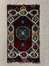 Vintage 1.10x3.5 Turkish Oushak Red and Blue Multicolor Small Rug | Banana Manor Rug Factory Outlet