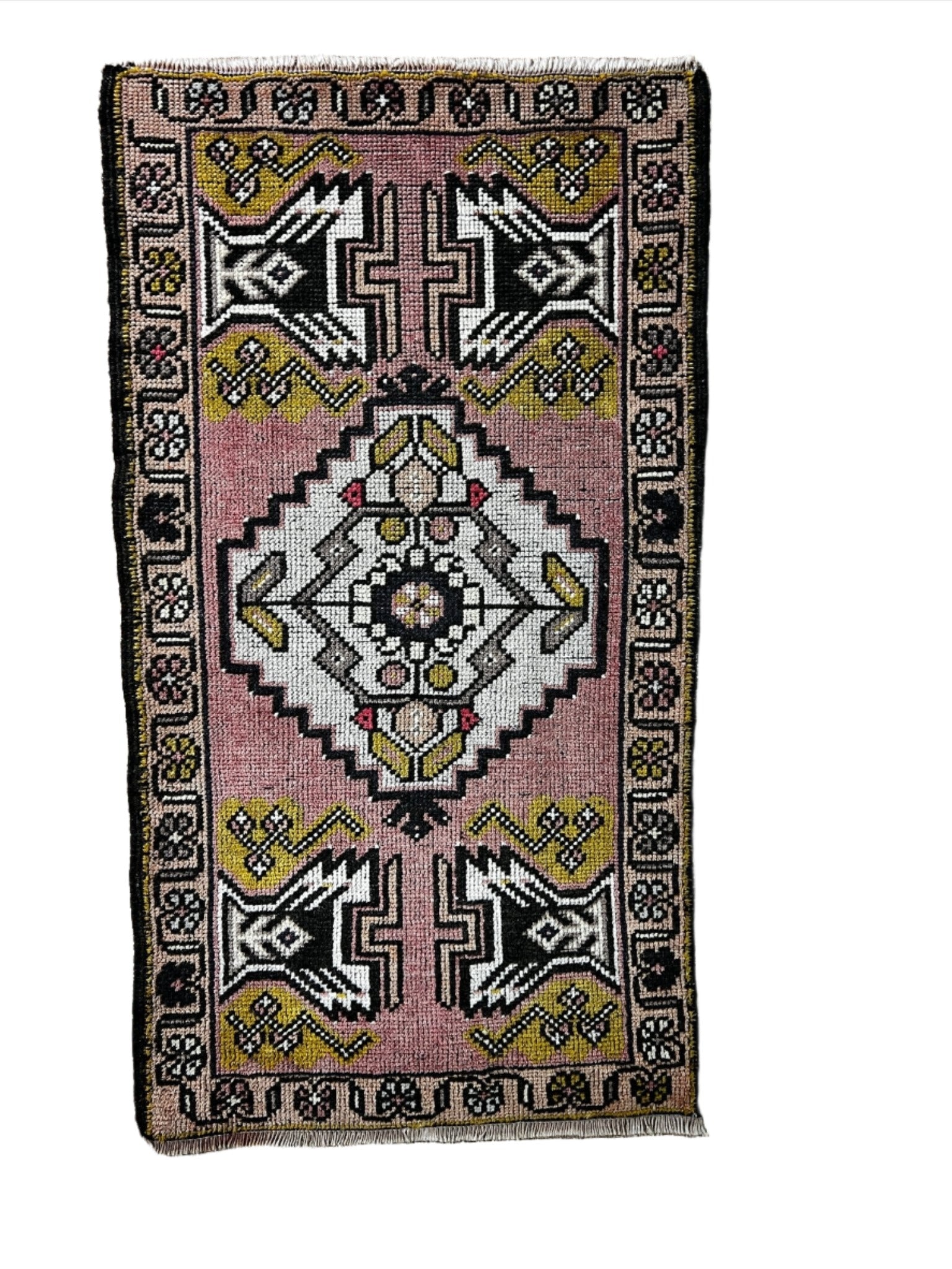 Vintage 1.11x3.6 Pink Turkish Oushak Small Rug – Banana Manor Rug ...