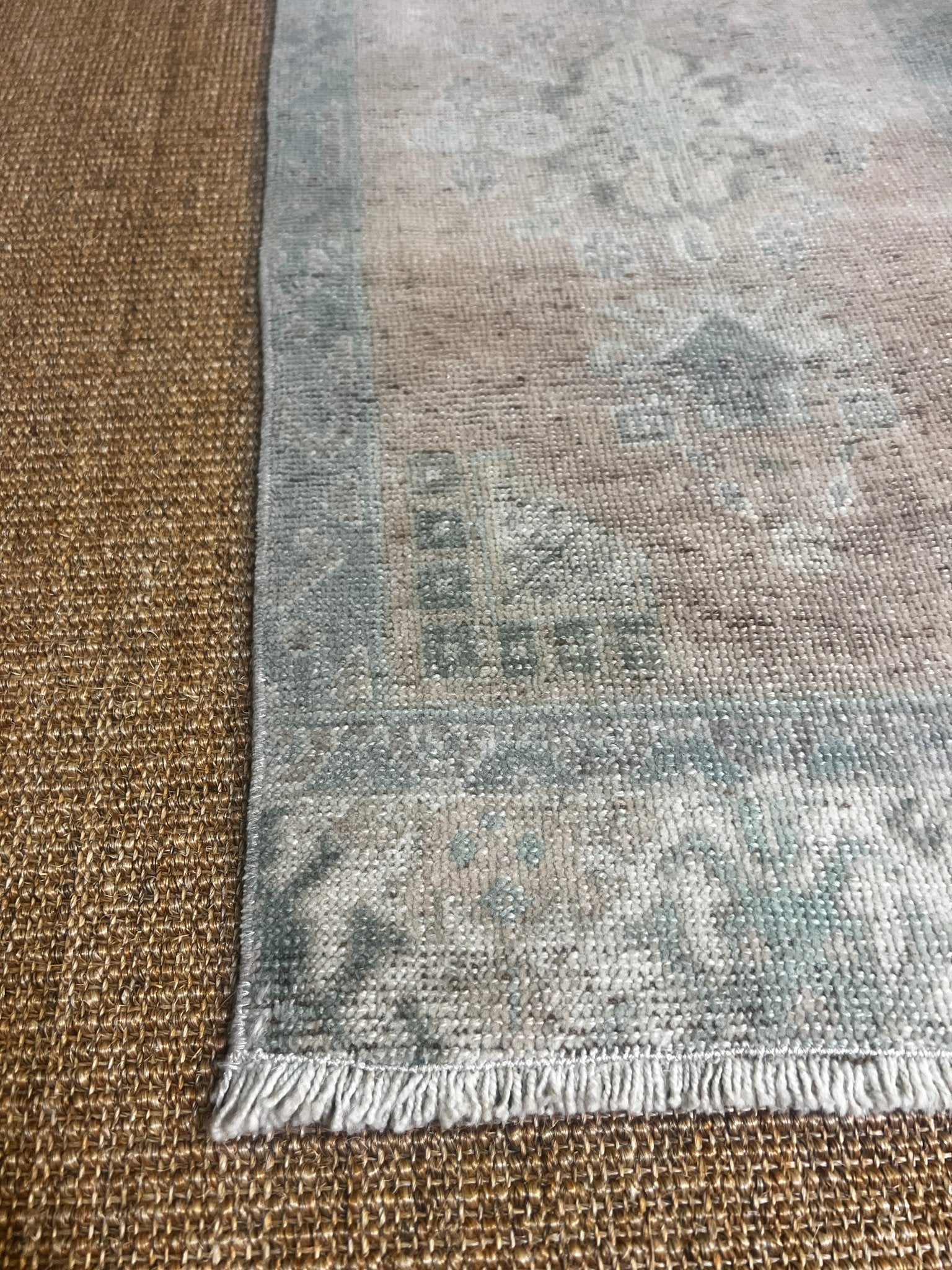 Vintage 1.4x2.11 Grey and Pink Turkish Oushak Small Rug | Banana Manor Rug Factory Outlet