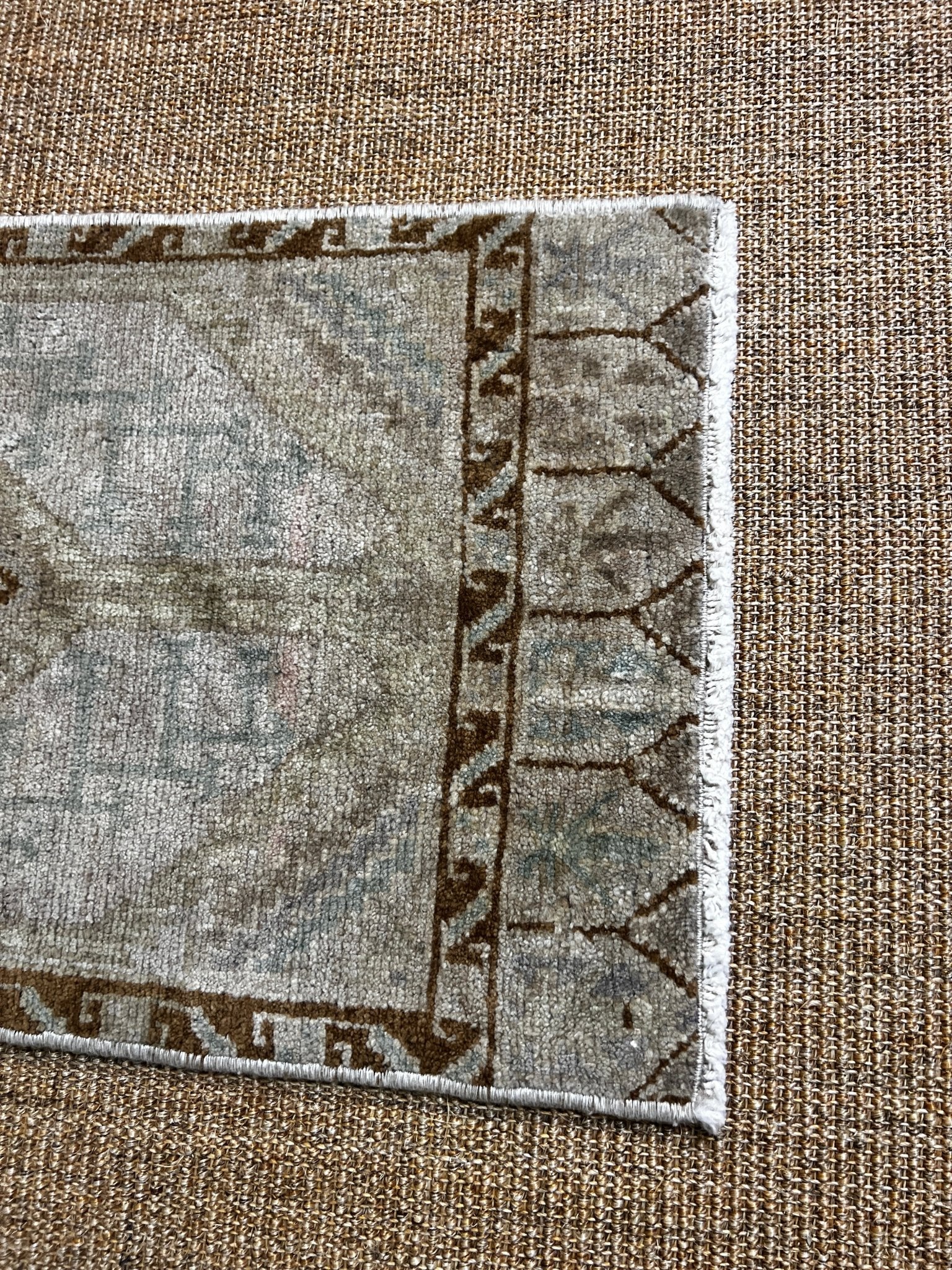 Vintage 1.4x3.2 Grey and Brown Turkish Oushak Small Rug | Banana Manor Rug Factory Outlet