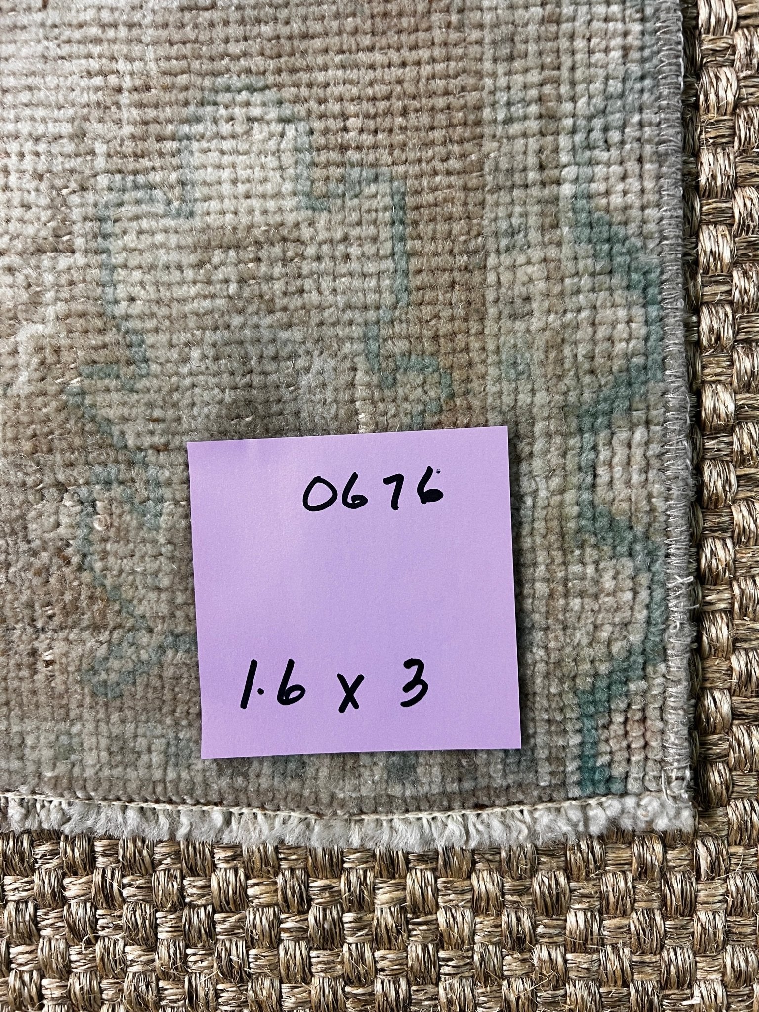 Vintage 1.6x3 Turkish Oushak Light Tan and Green Small Rug | Banana Manor Rug Factory Outlet