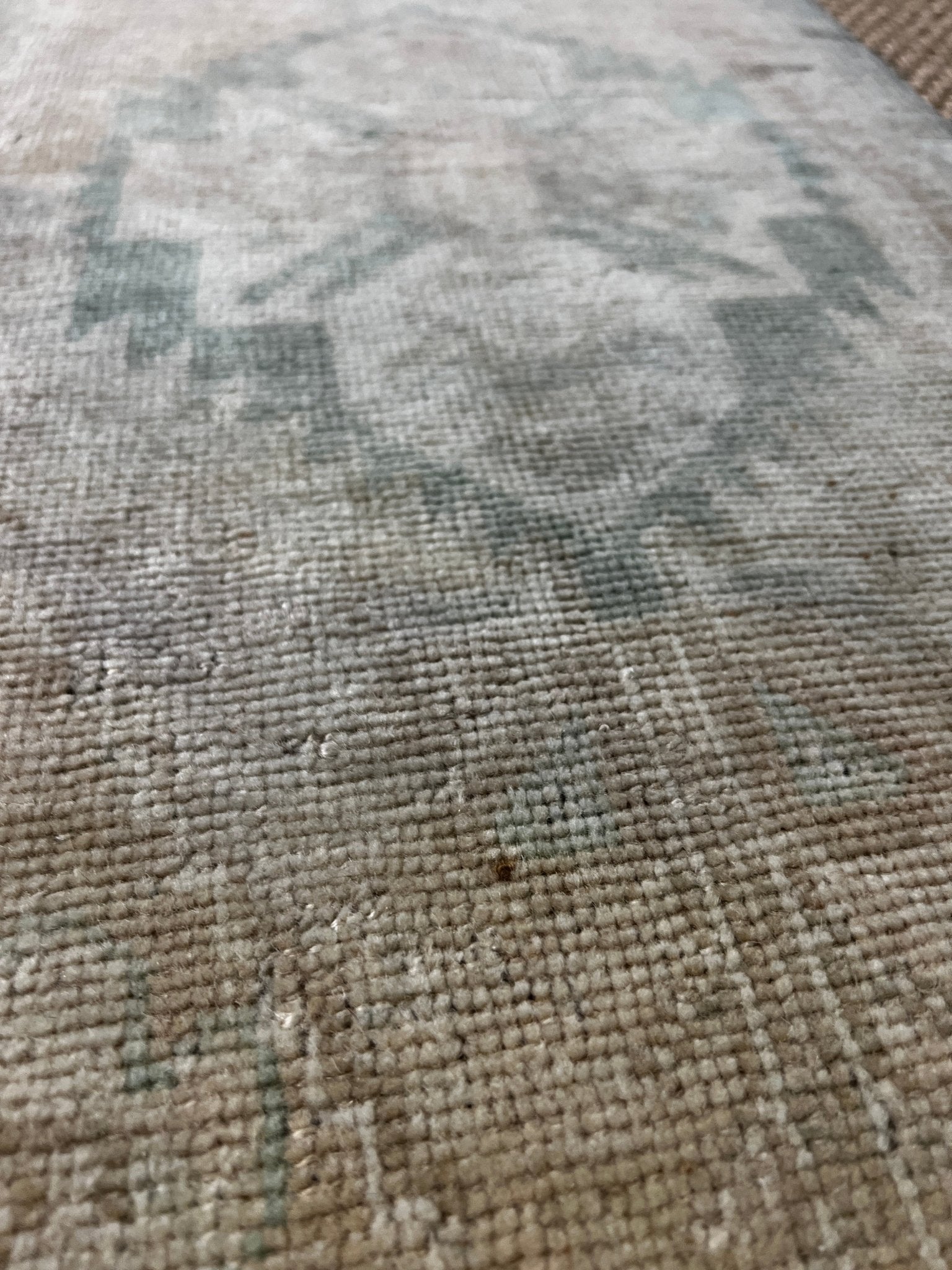Vintage 1.6x3 Turkish Oushak Light Tan and Green Small Rug | Banana Manor Rug Factory Outlet