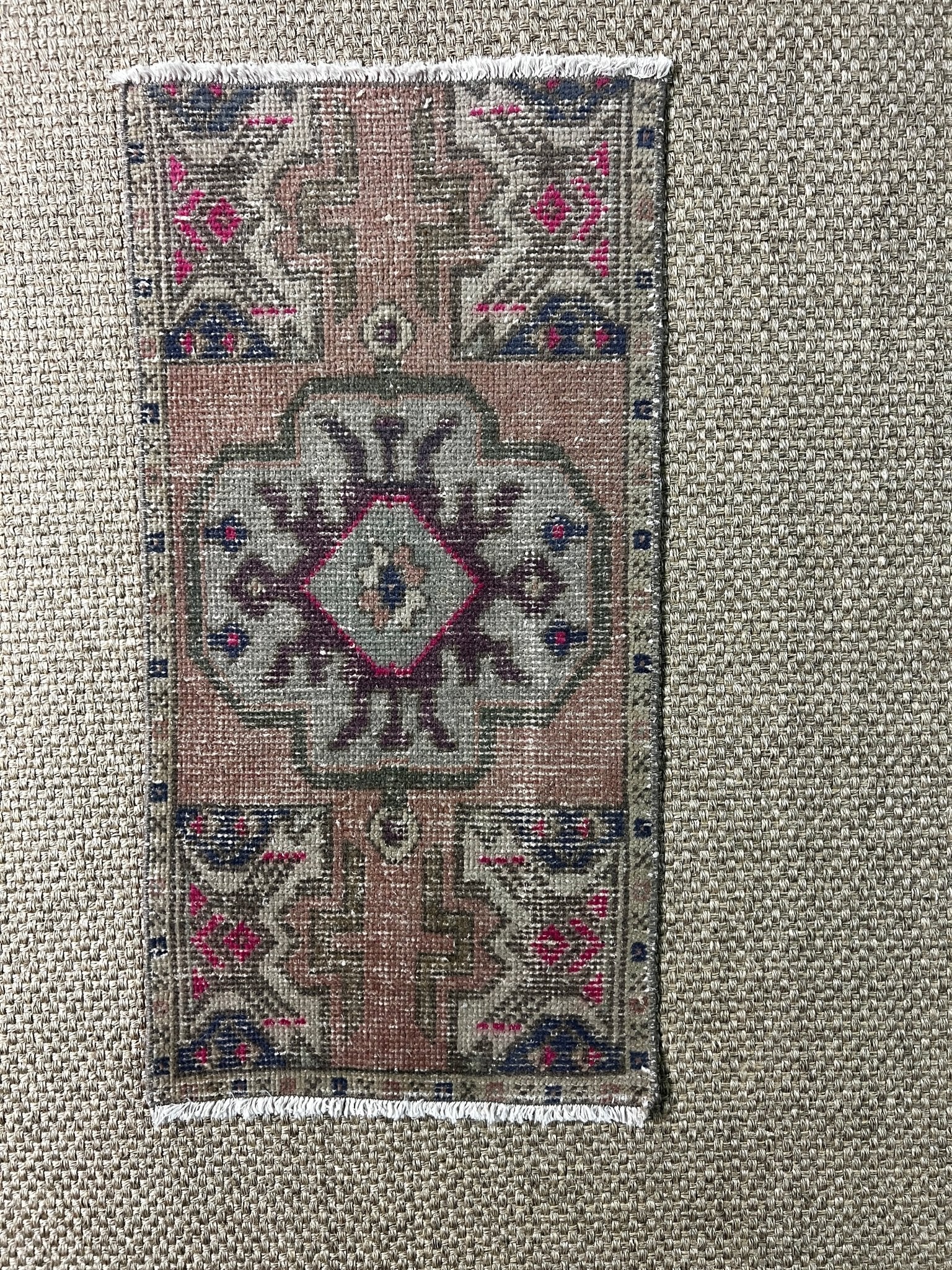 Vintage 1.6x3 Turkish Oushak Pink and Green Multicolor Small Rug | Banana Manor Rug Factory Outlet