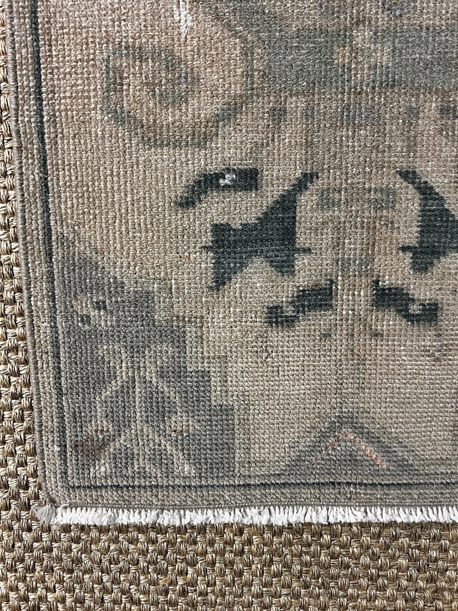 Vintage 1.6x3 Turkish Oushak Tan and Gray Small Rug | Banana Manor Rug Factory Outlet