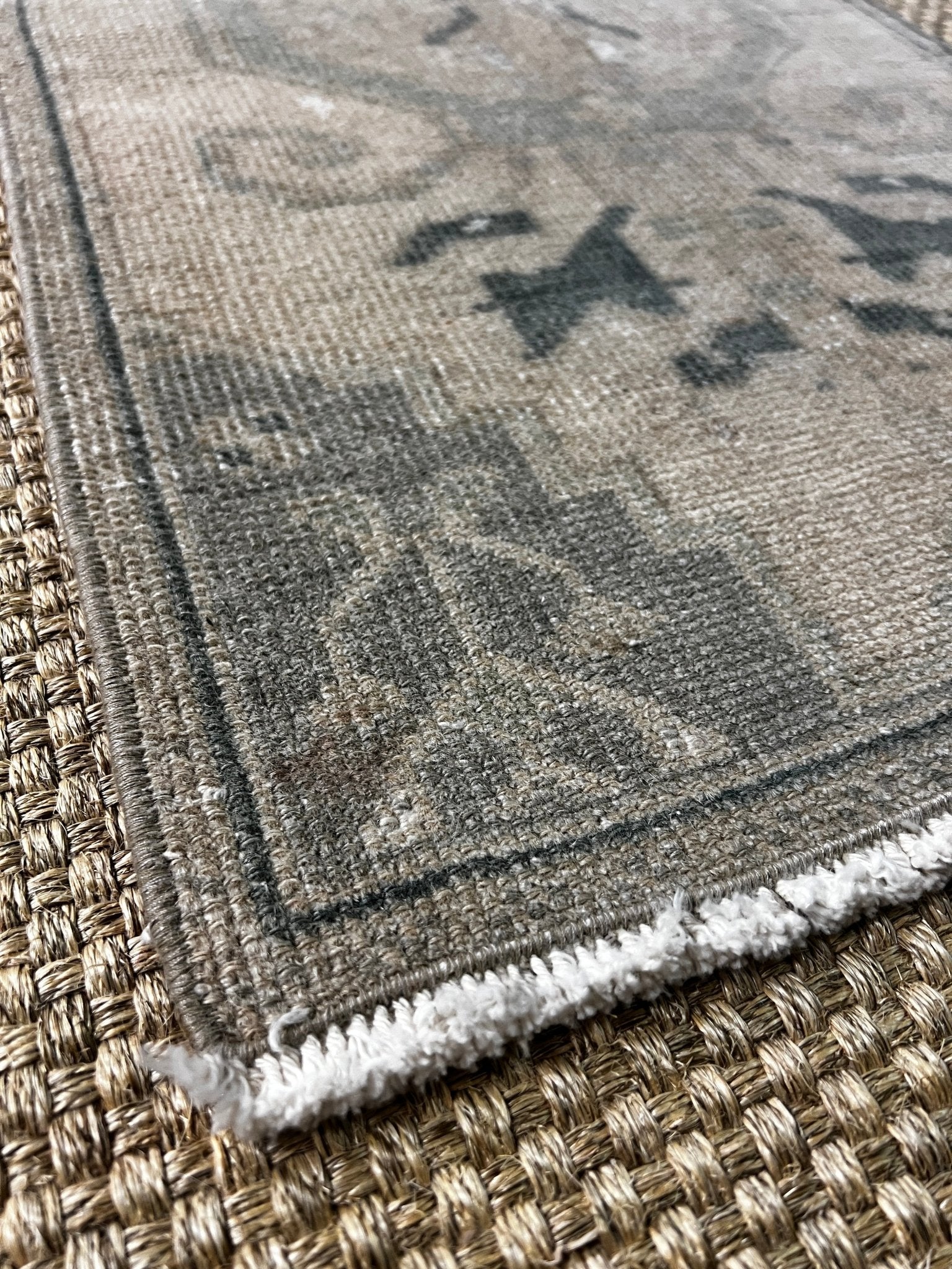 Vintage 1.6x3 Turkish Oushak Tan and Gray Small Rug | Banana Manor Rug Factory Outlet