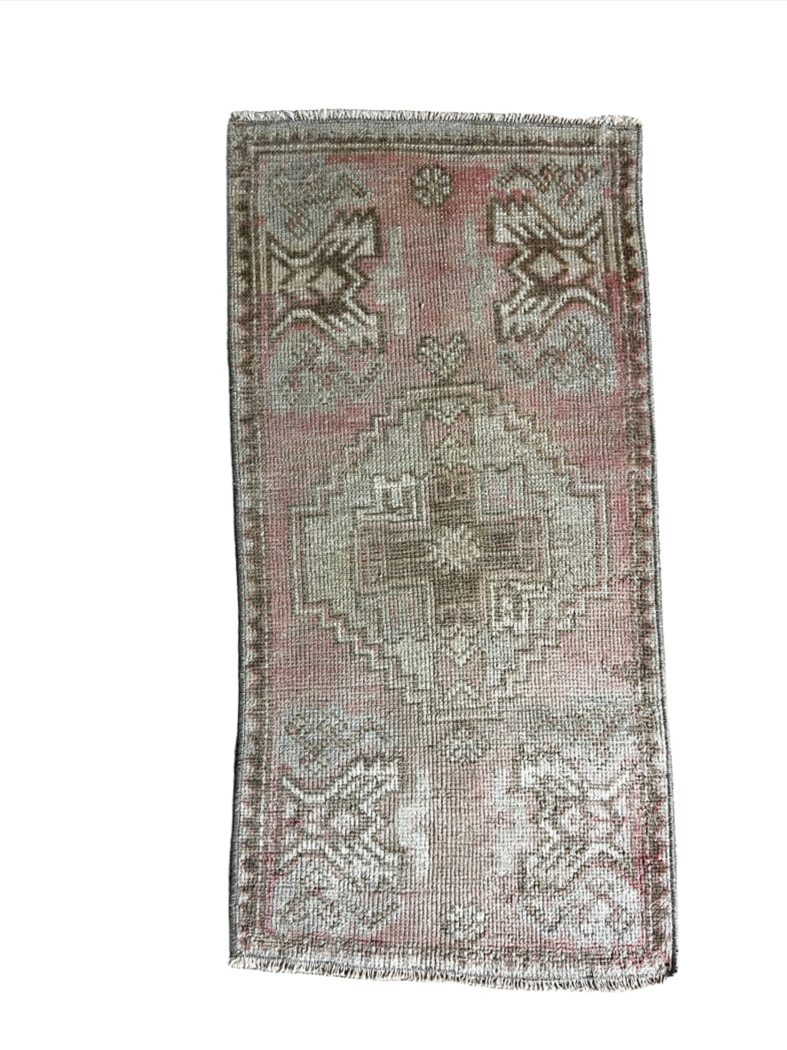 Vintage 1.6x3.1 Turkish Oushak Pink and Gray Small Rug | Banana Manor Rug Factory Outlet
